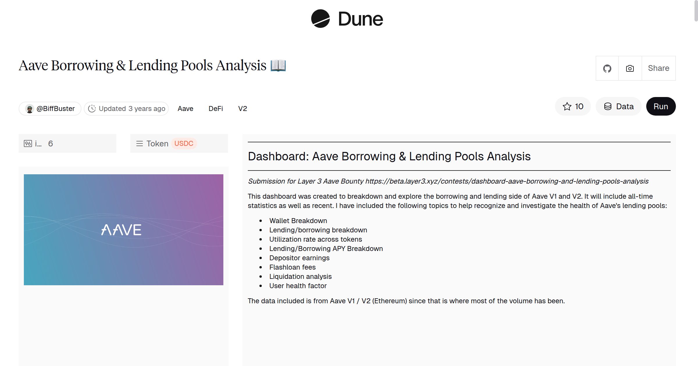 Aave Borrowing & Lending Pools Analysis 📖 | Dune