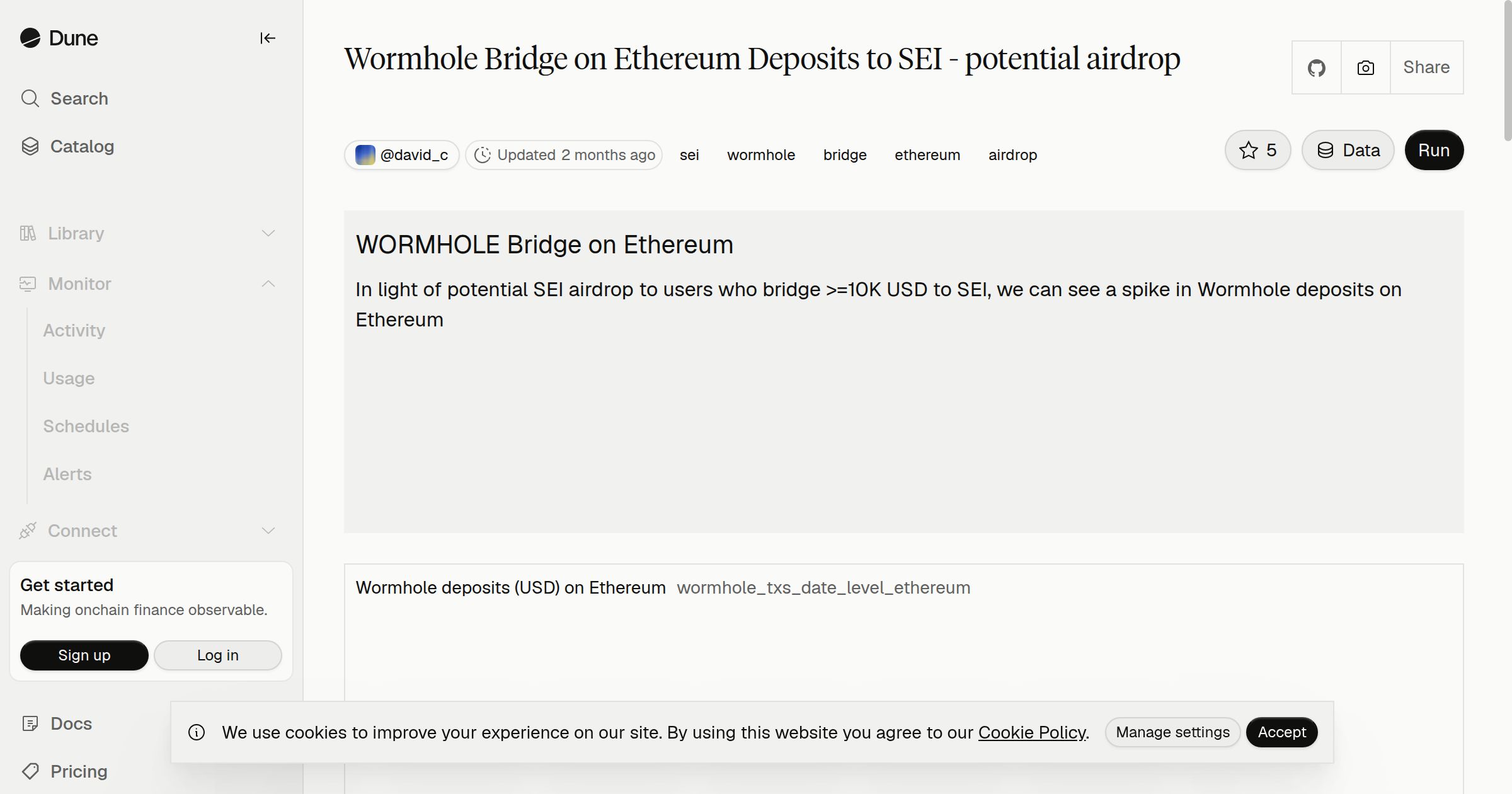 Wormhole Bridge on Ethereum Deposits to SEI - potential airdrop | Dune