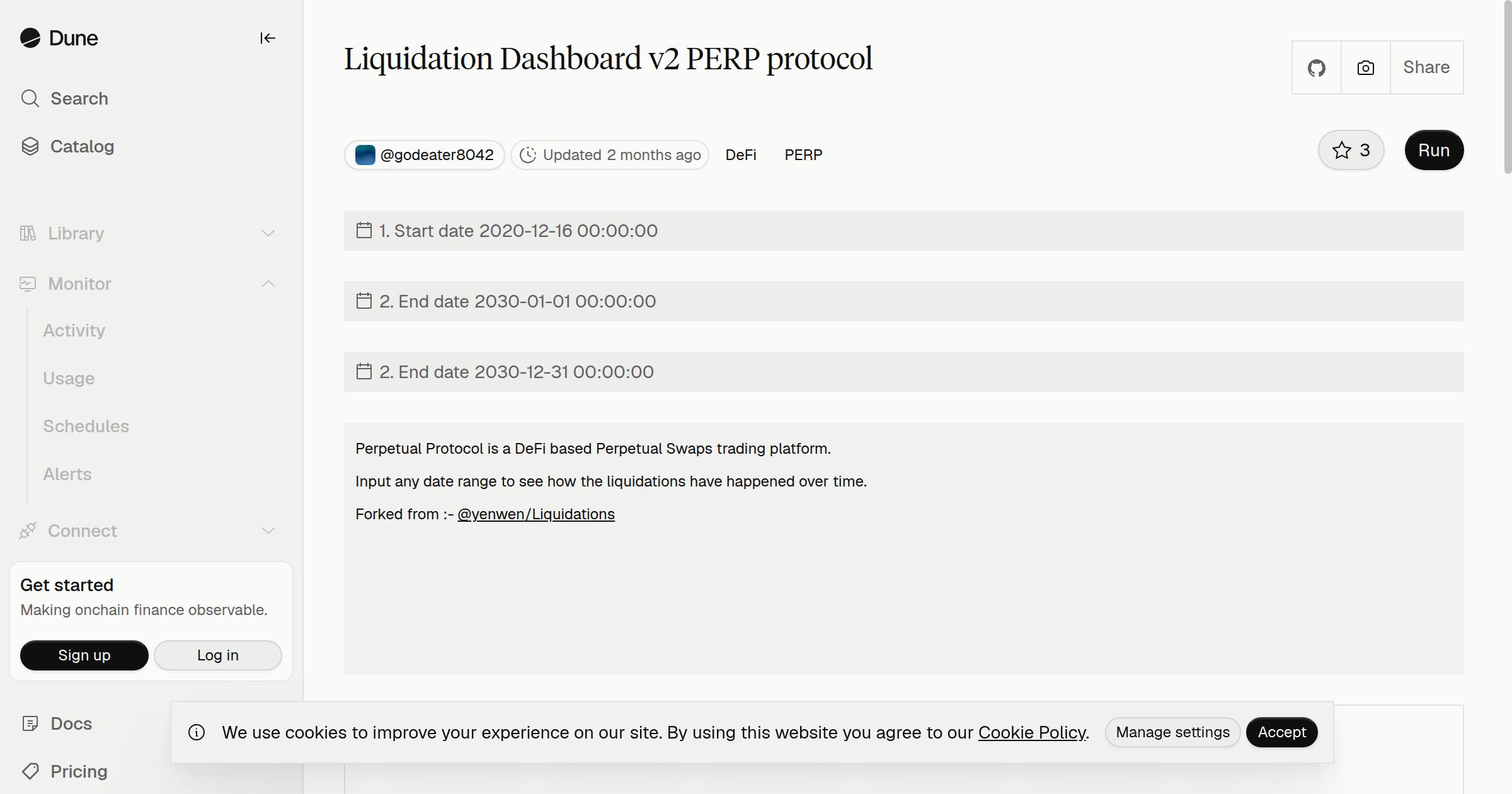 Liquidation Dashboard v2 PERP protocol | Dune