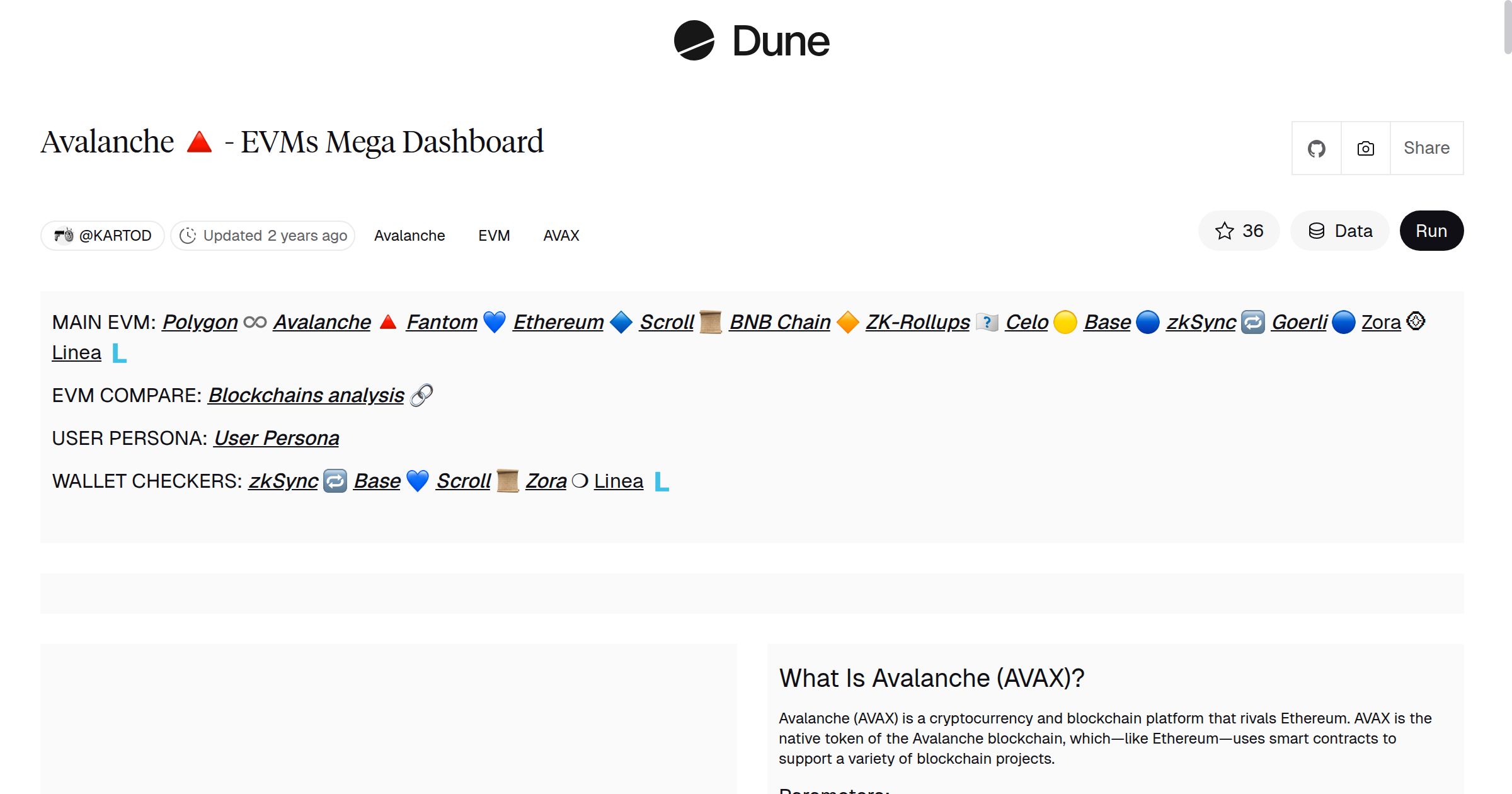Avalanche 🔺 - EVMs Mega Dashboard