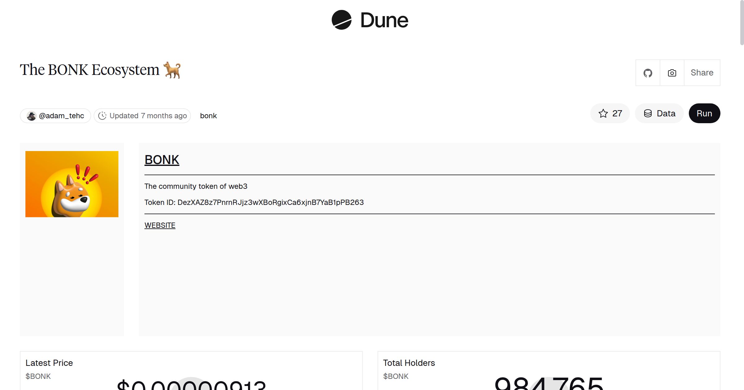 The BONK Ecosystem 🐕 | Dune