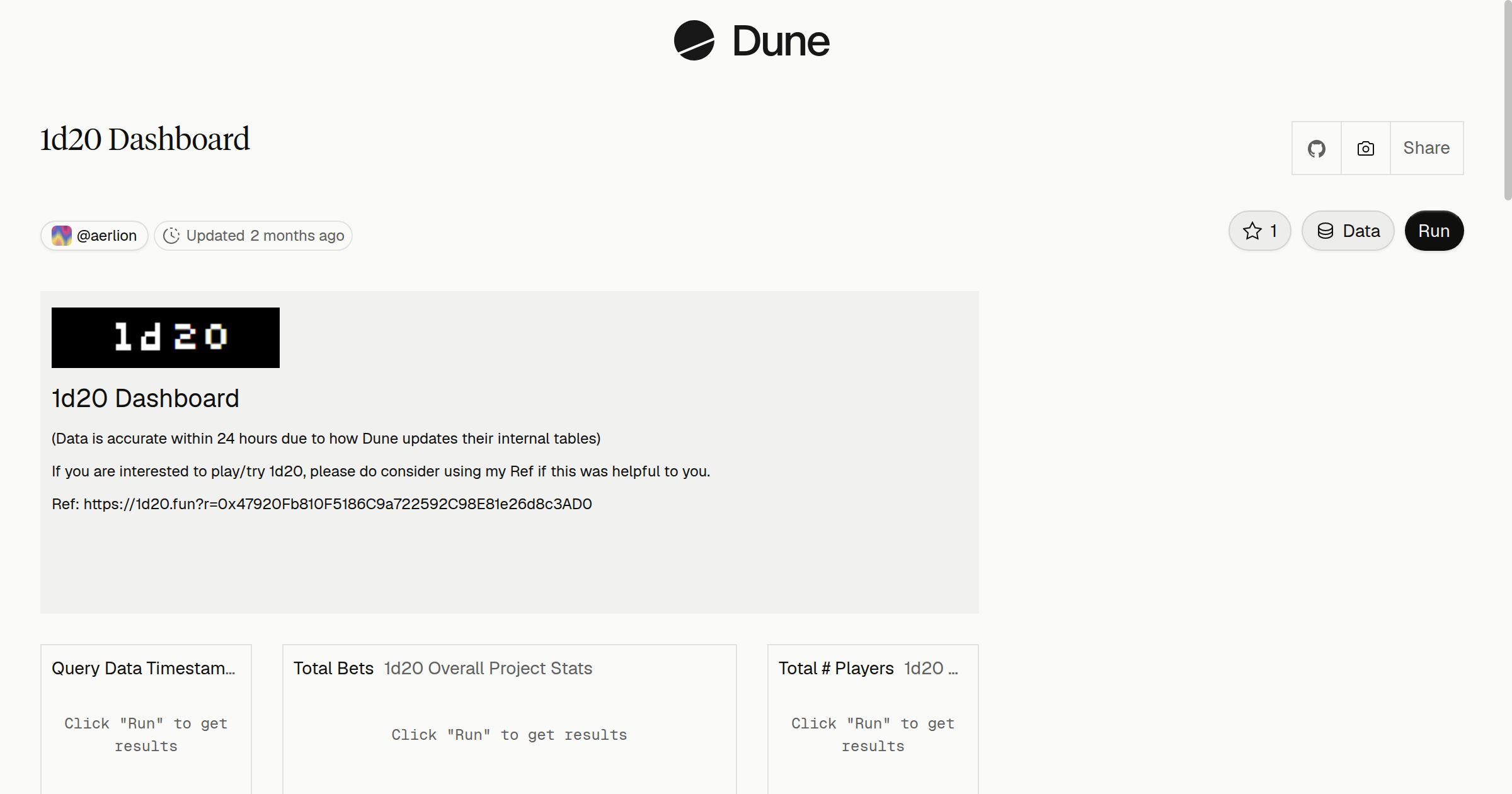 1d20 Dashboard | Dune