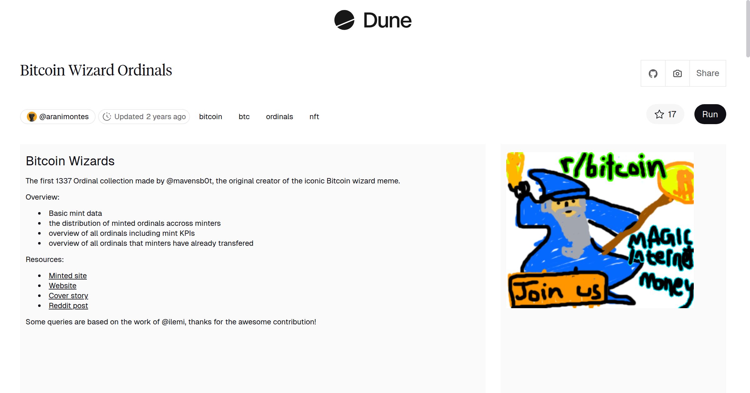 Bitcoin Wizard Ordinals | Dune