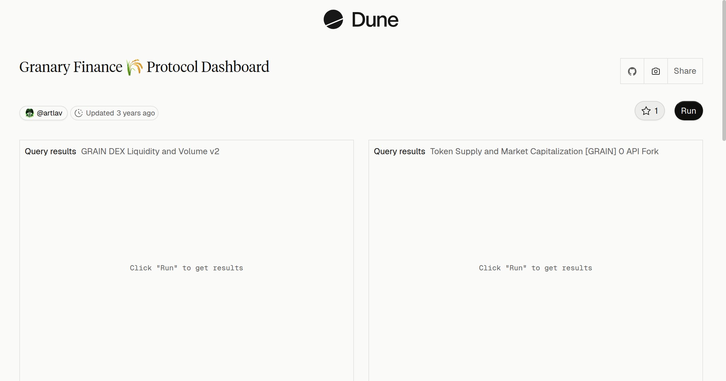 Granary Finance 🌾 Protocol Dashboard | Dune
