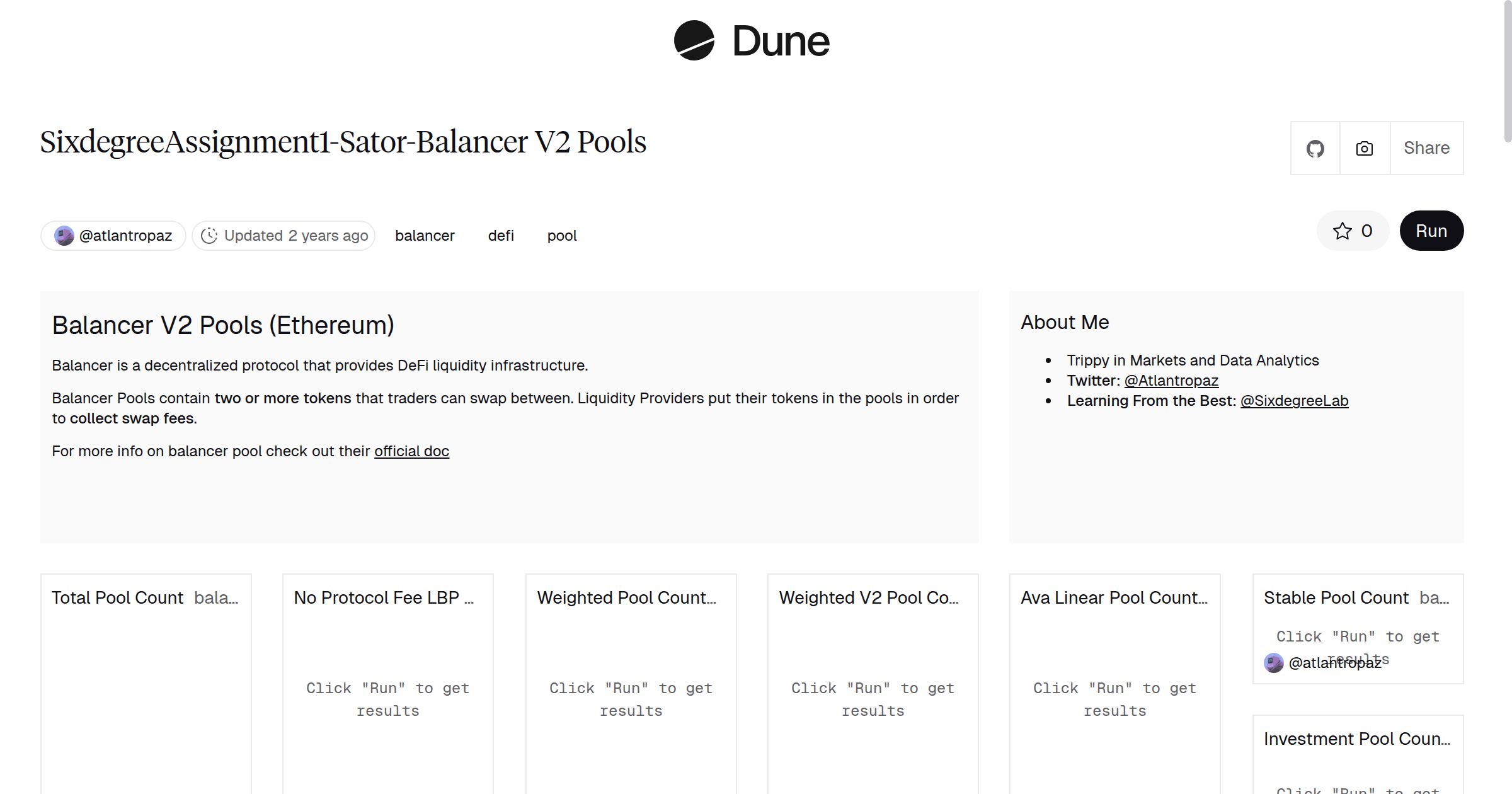 SixdegreeAssignment1SatorBalancer V2 Pools