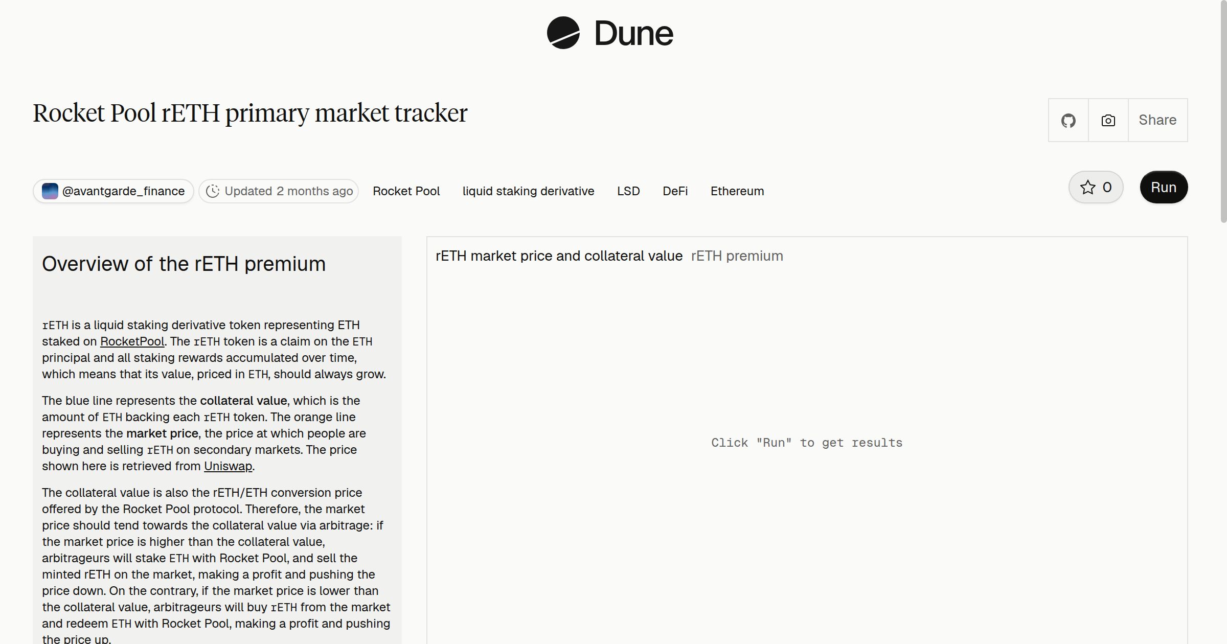 Rocket Pool rETH primary market tracker | Dune