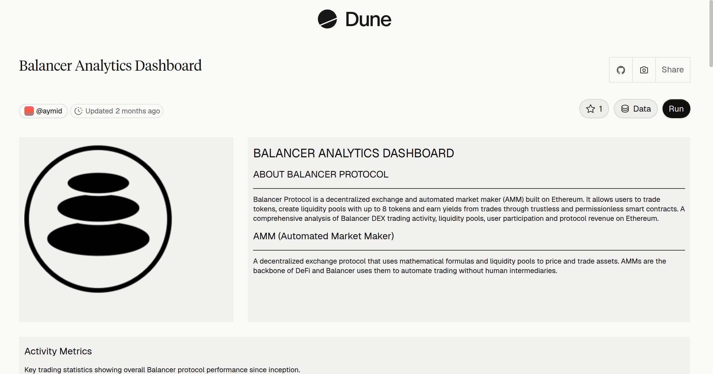 Balancer Analytics Dashboard | Dune