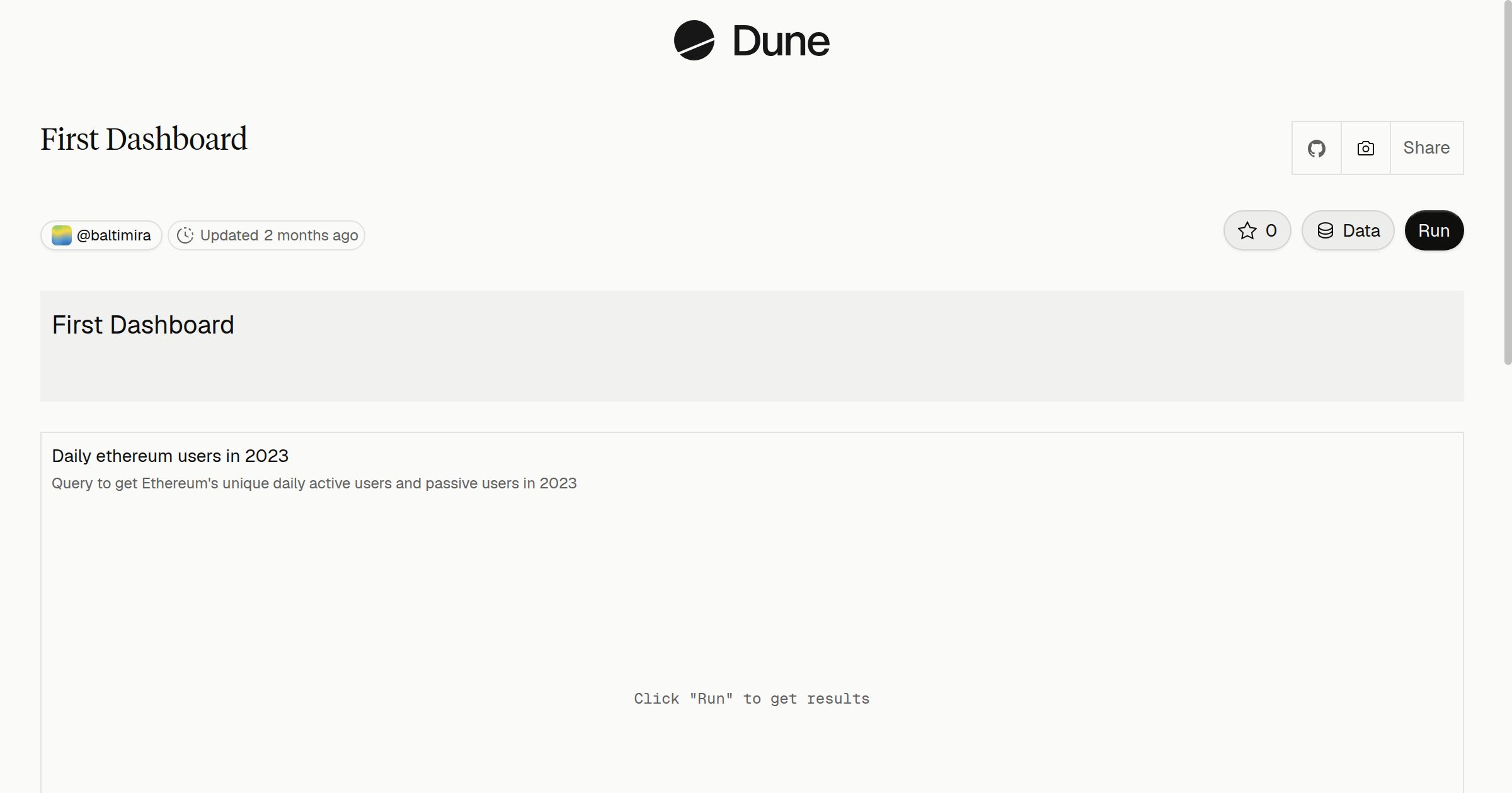 First Dashboard | Dune