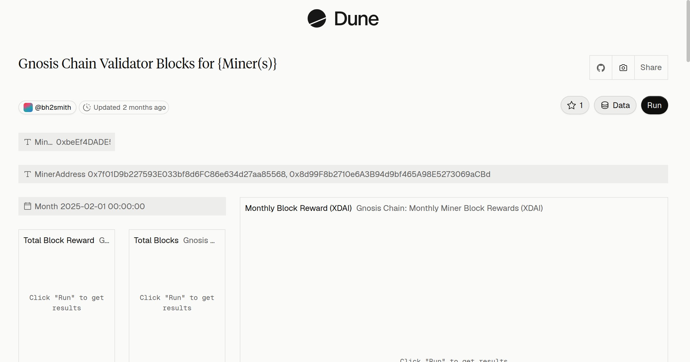 Gnosis Chain Validator Blocks for {Miner(s)}