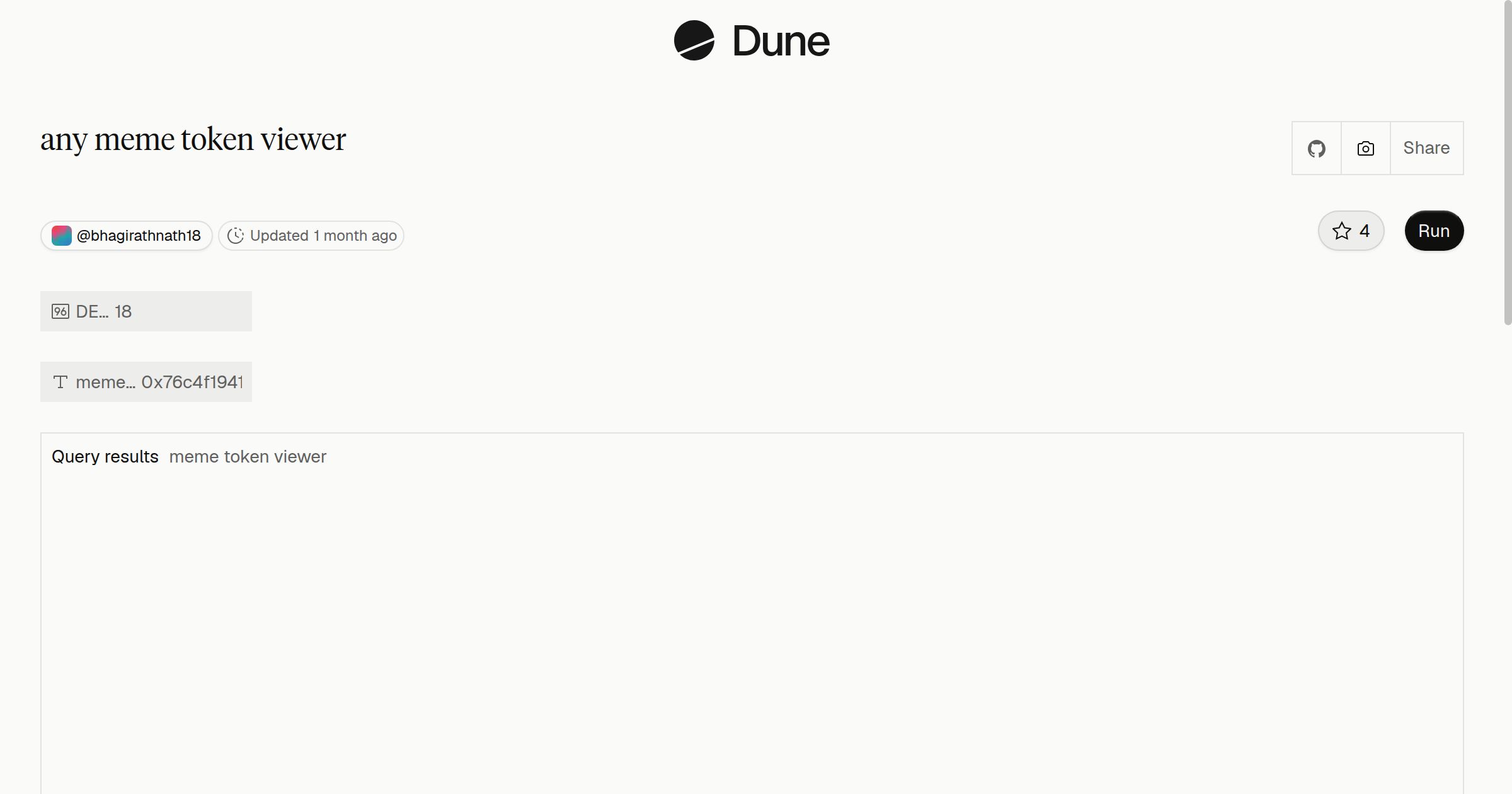 any meme token viewer | Dune