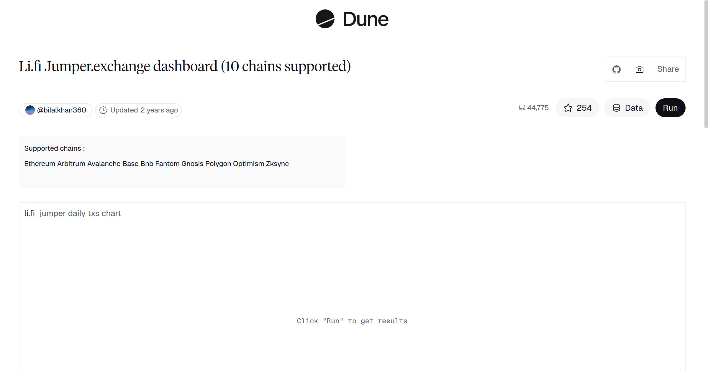 Li.fi Jumper.exchange dashboard (10 chains supported) | Dune