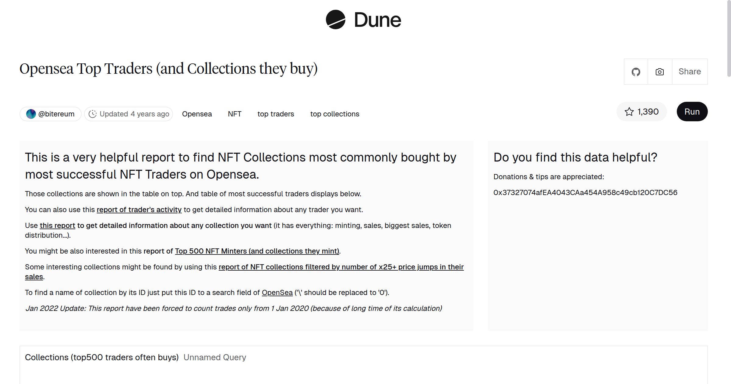 Opensea Top Traders (and Collections they buy) | Dune