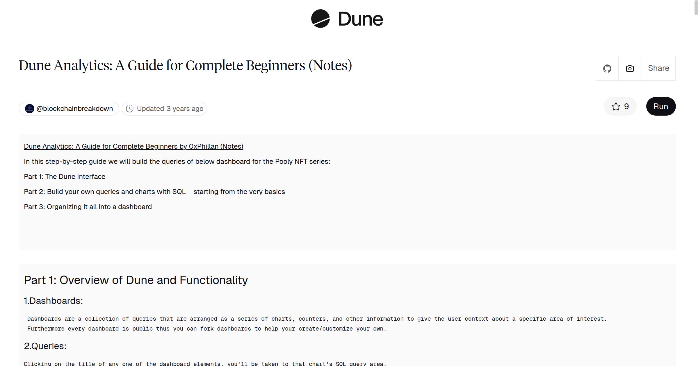 Dune Analytics: A Guide for Complete Beginners (Notes) | Dune