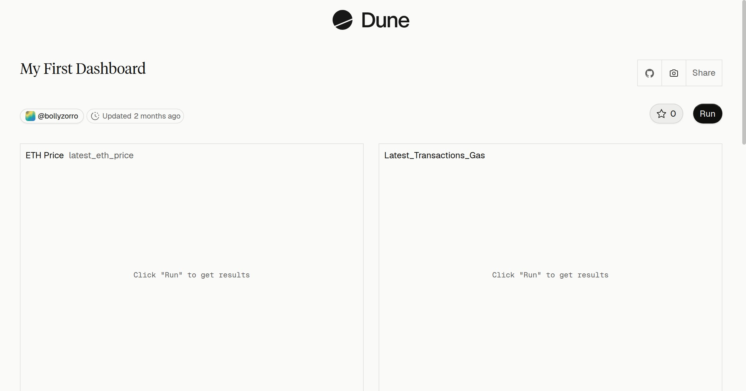 My First Dashboard | Dune