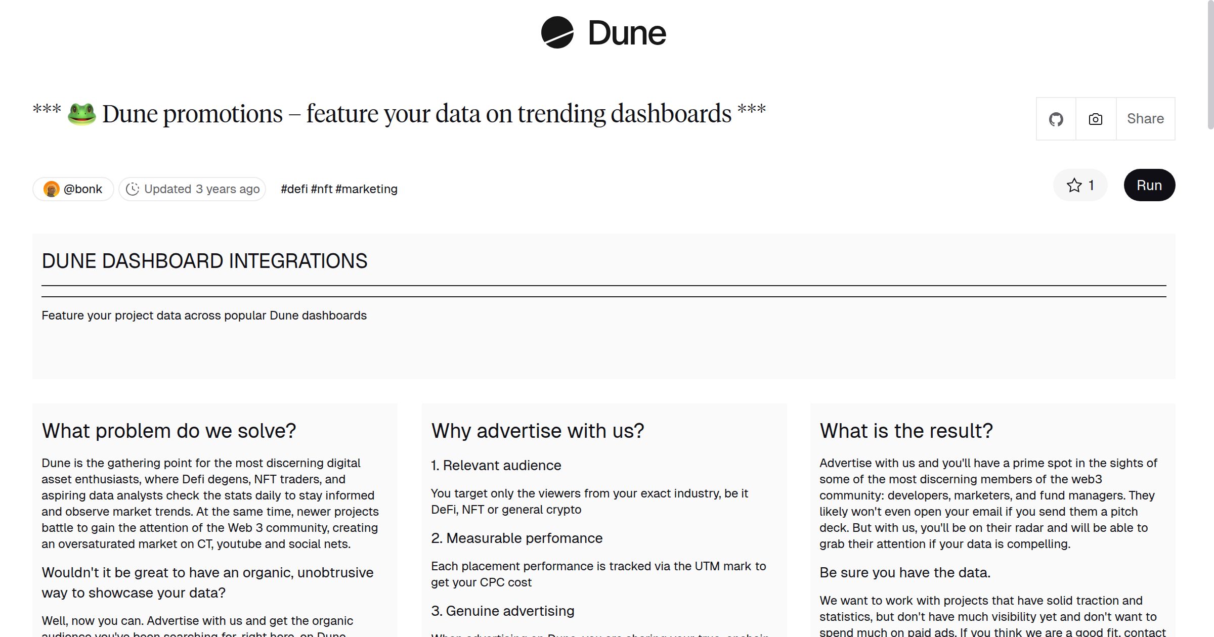 🐸 Dune promotions – feature your data on trending dashboards ***