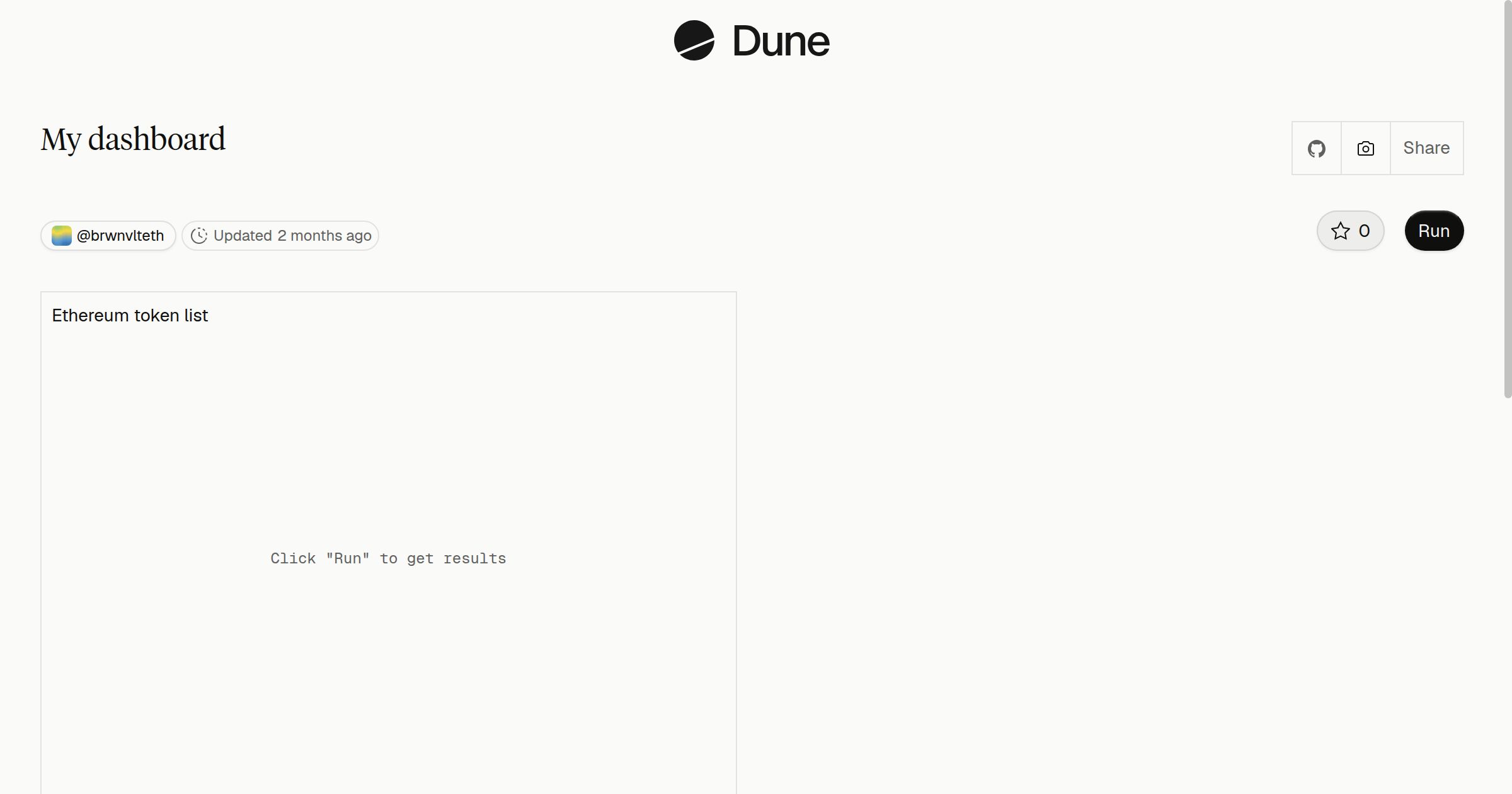 My dashboard | Dune