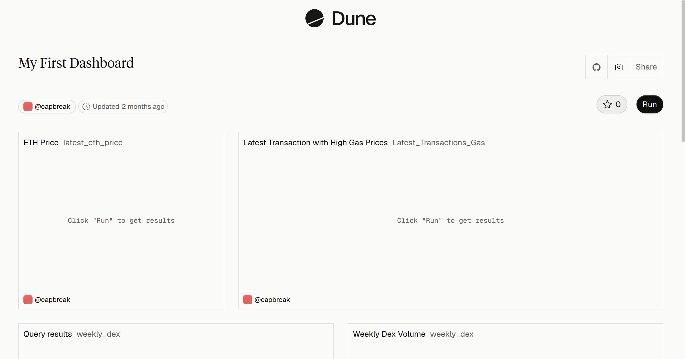 My First Dashboard | Dune