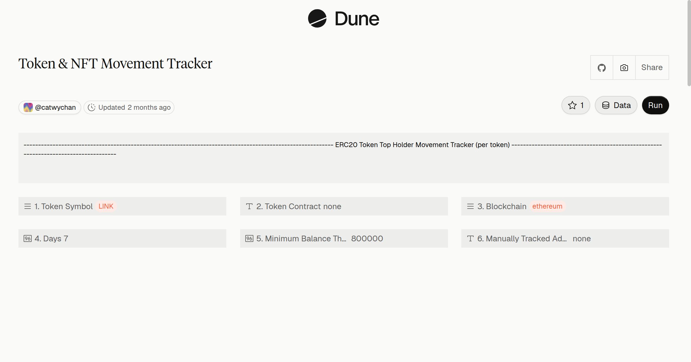 Token & NFT Movement Tracker | Dune