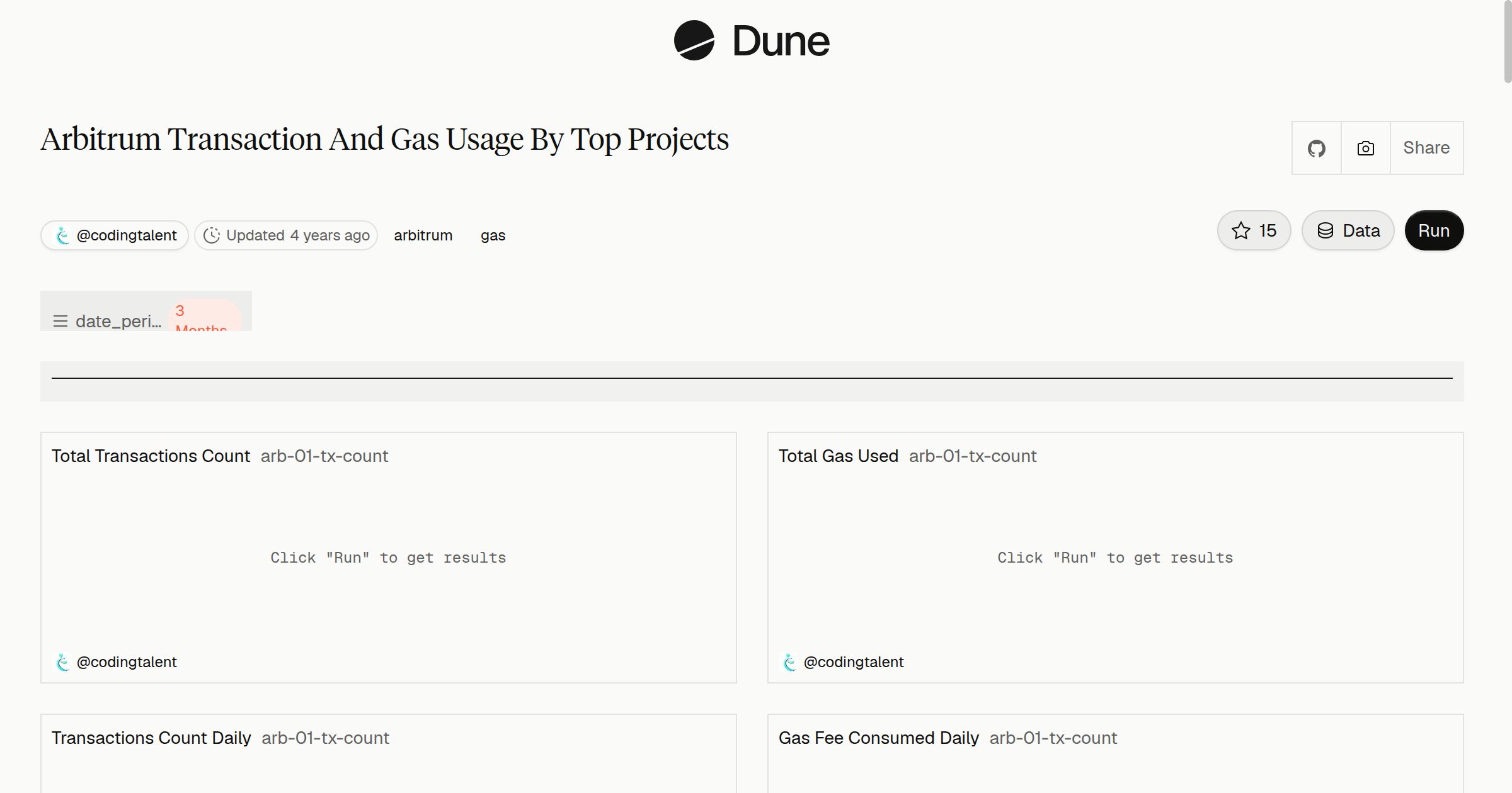 Arbitrum Transaction And Gas Usage By Top Projects | Dune