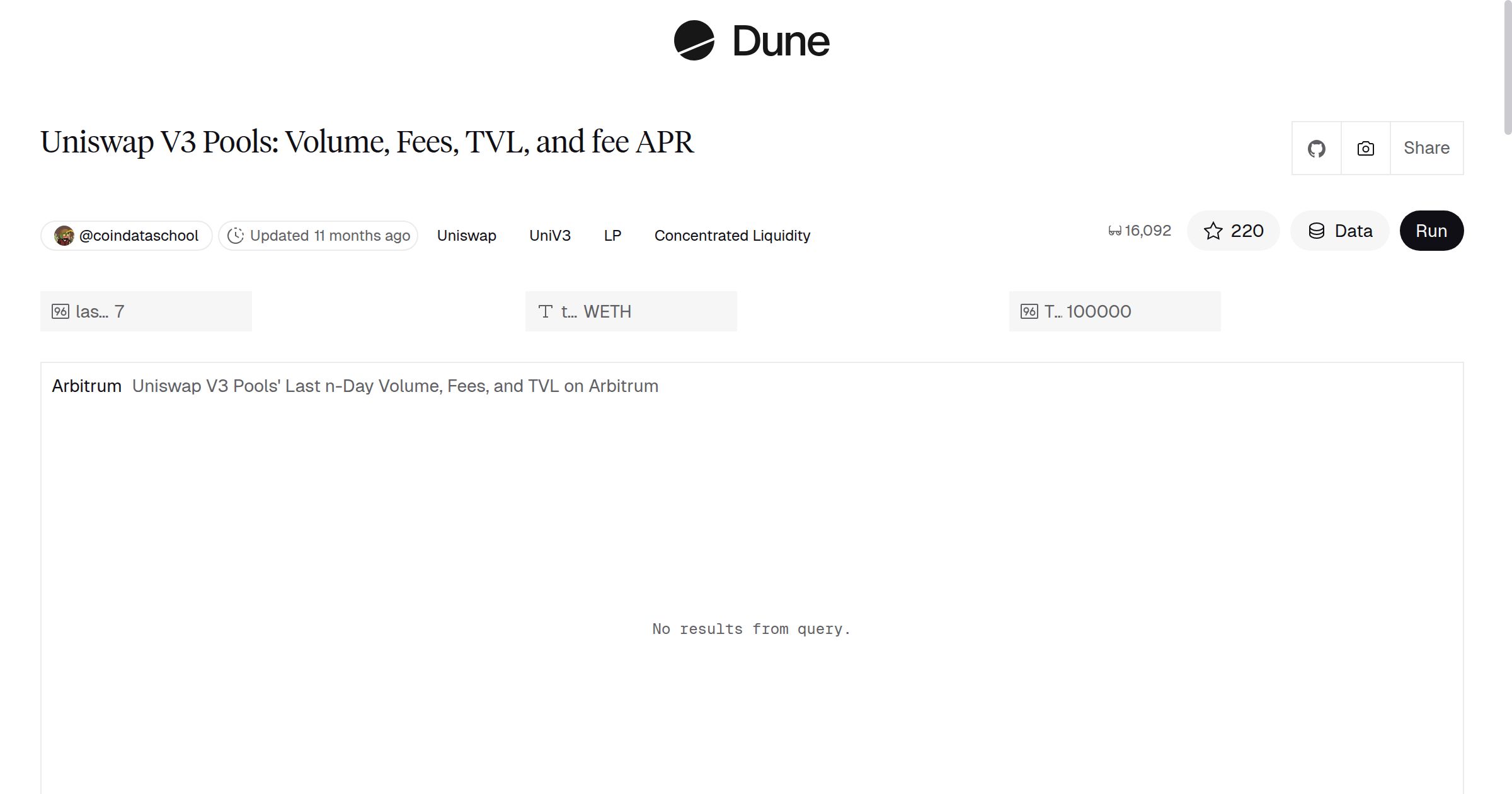 Uniswap V3 Pools: Volume, Fees, TVL, and fee APR | Dune