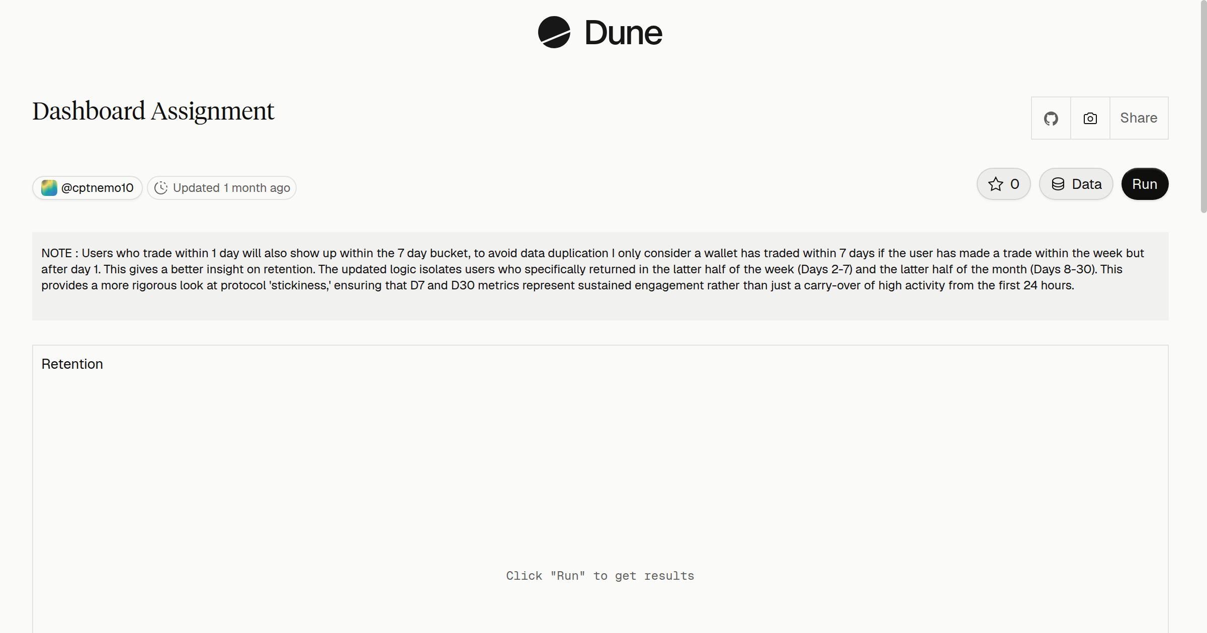 Dashboard Assignment | Dune