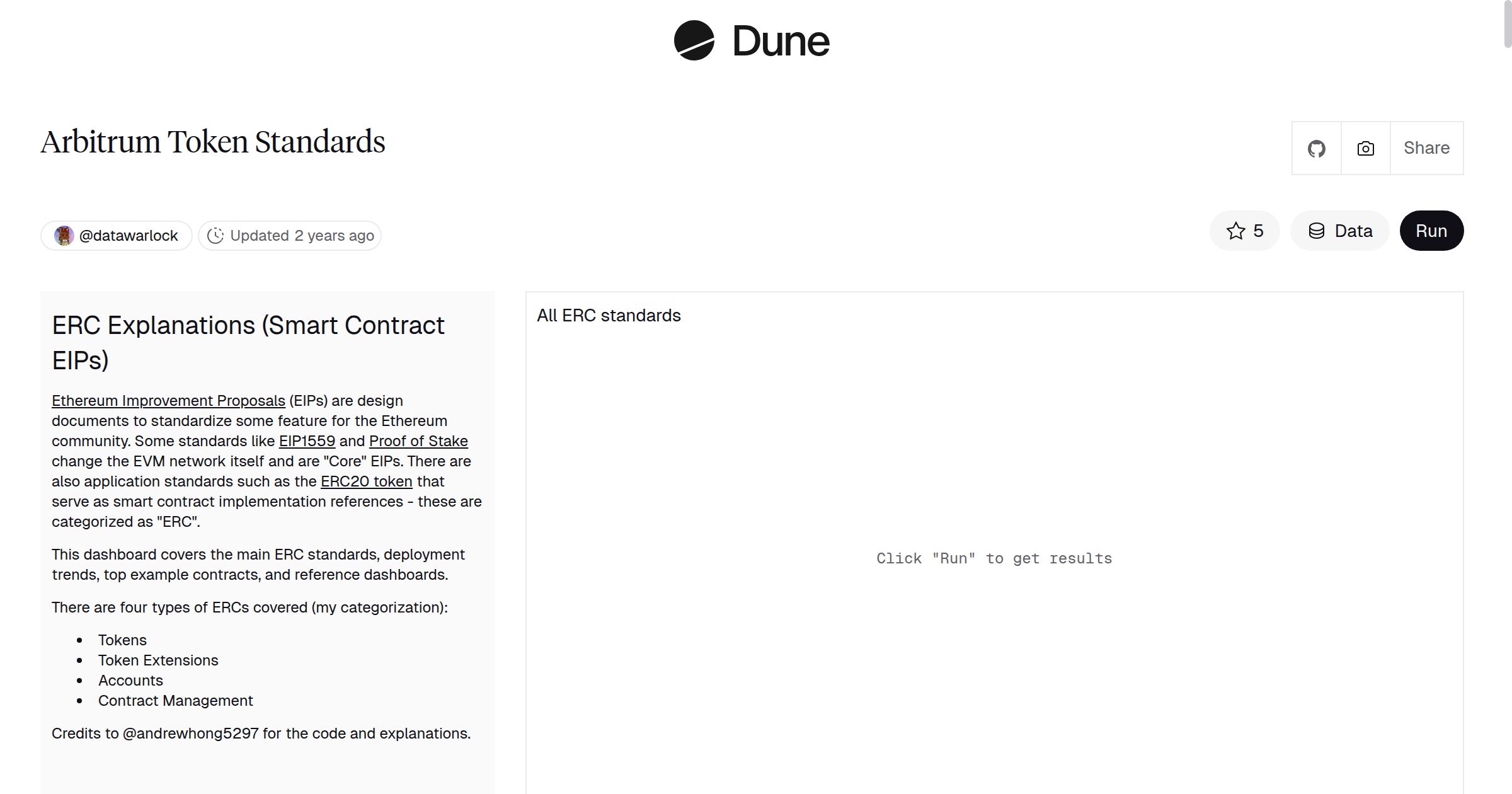 Arbitrum Token Standards | Dune