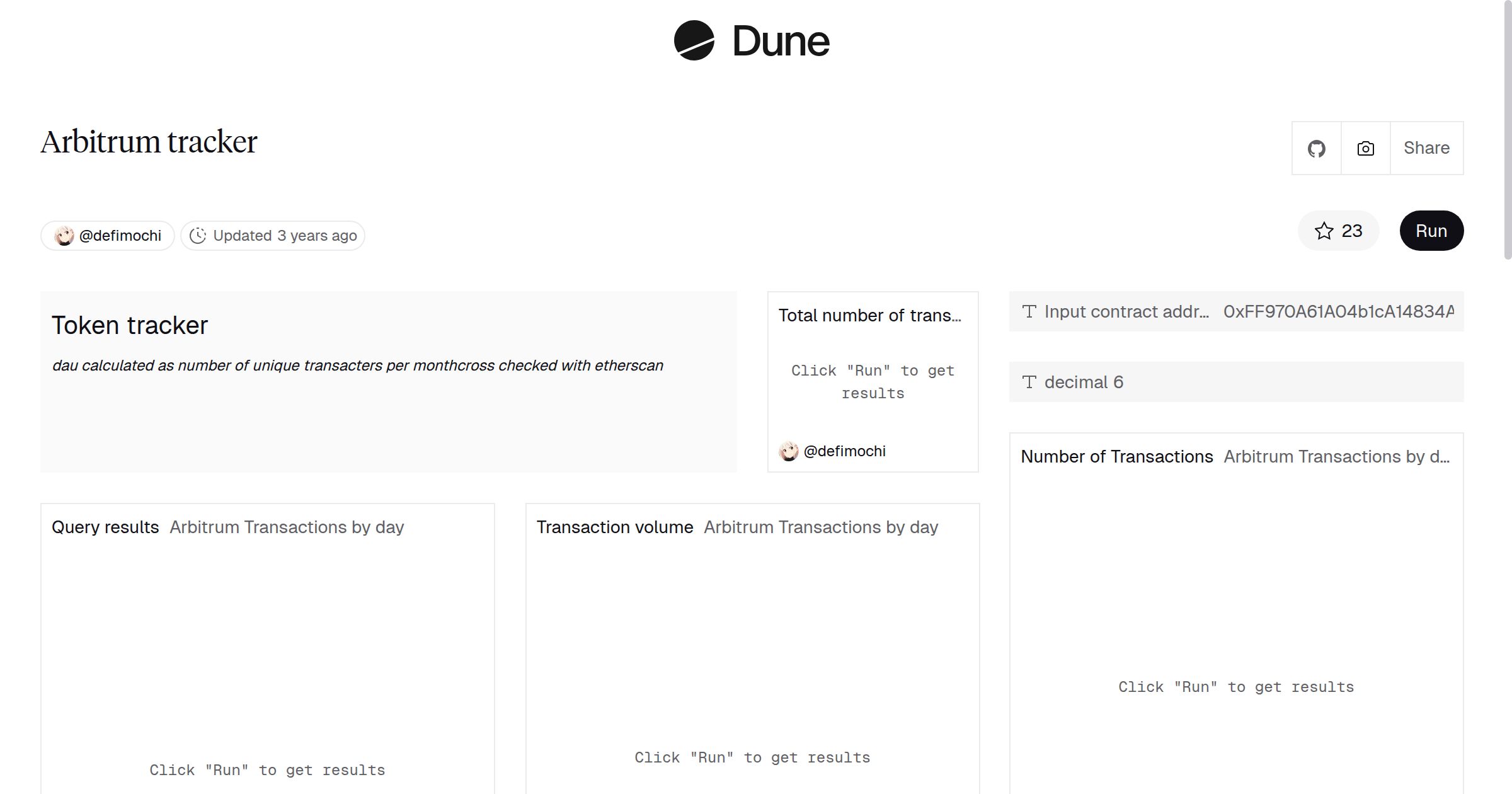 Arbitrum tracker | Dune