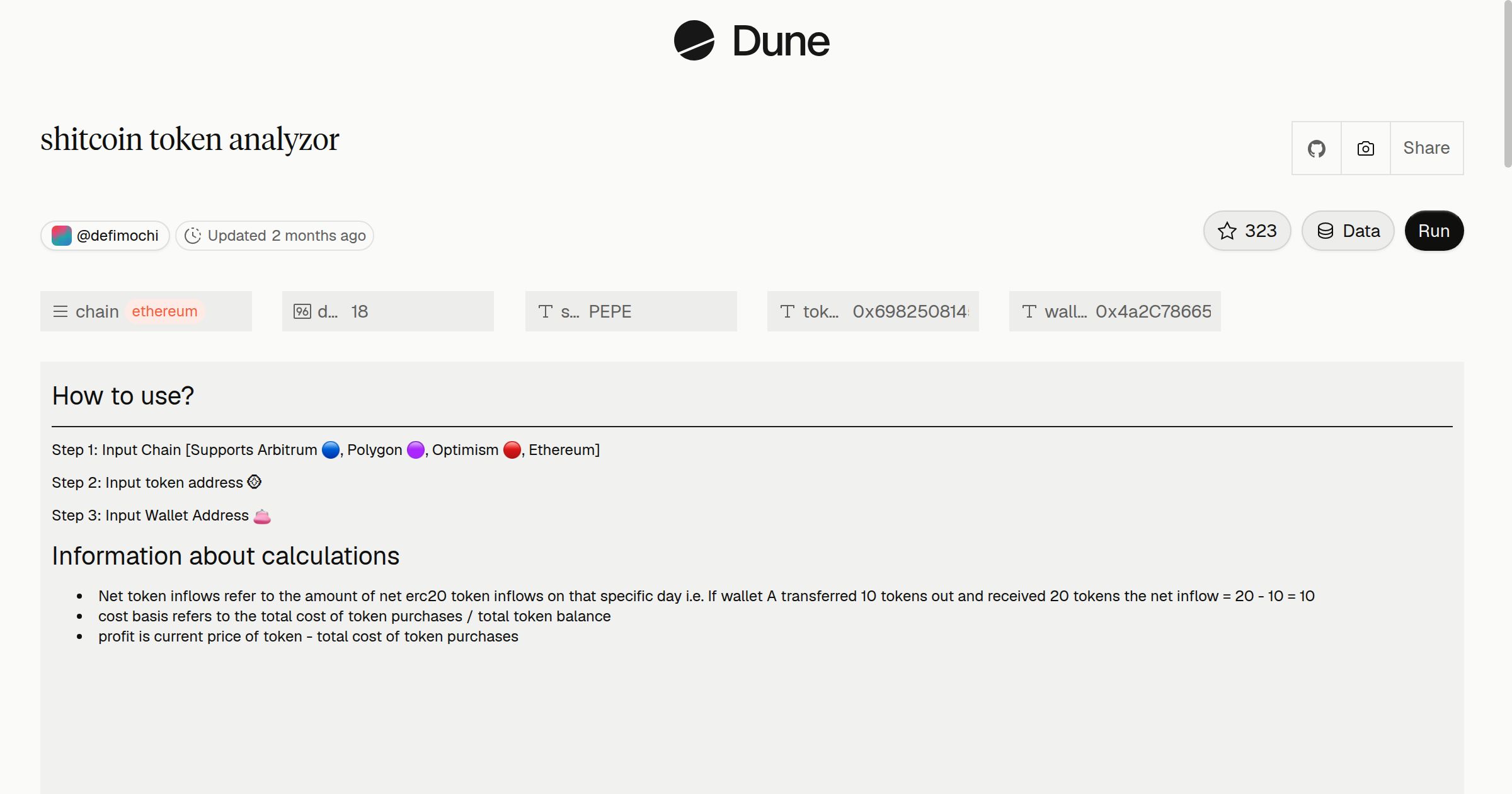 shitcoin token analyzor | Dune