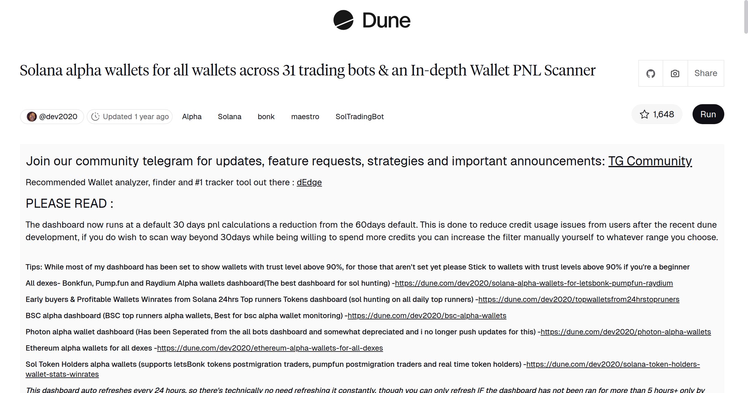 Solana alpha wallets for all wallets across 31 trading bots & an In-depth  Wallet PNL Scanner | Dune