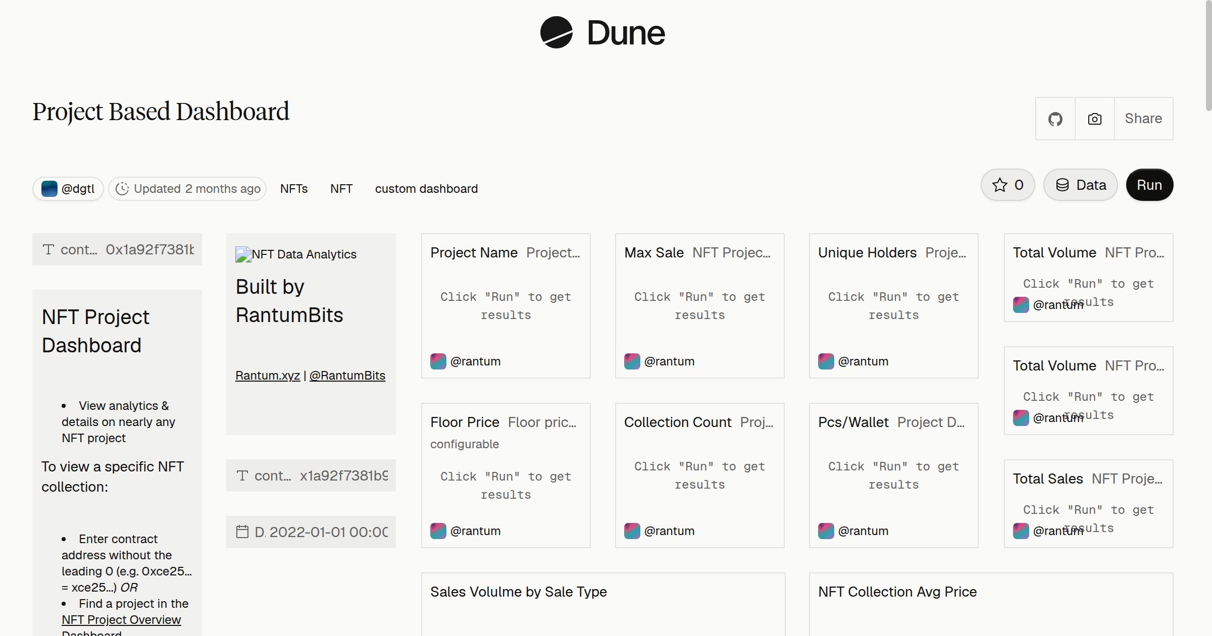 Project Based Dashboard | Dune