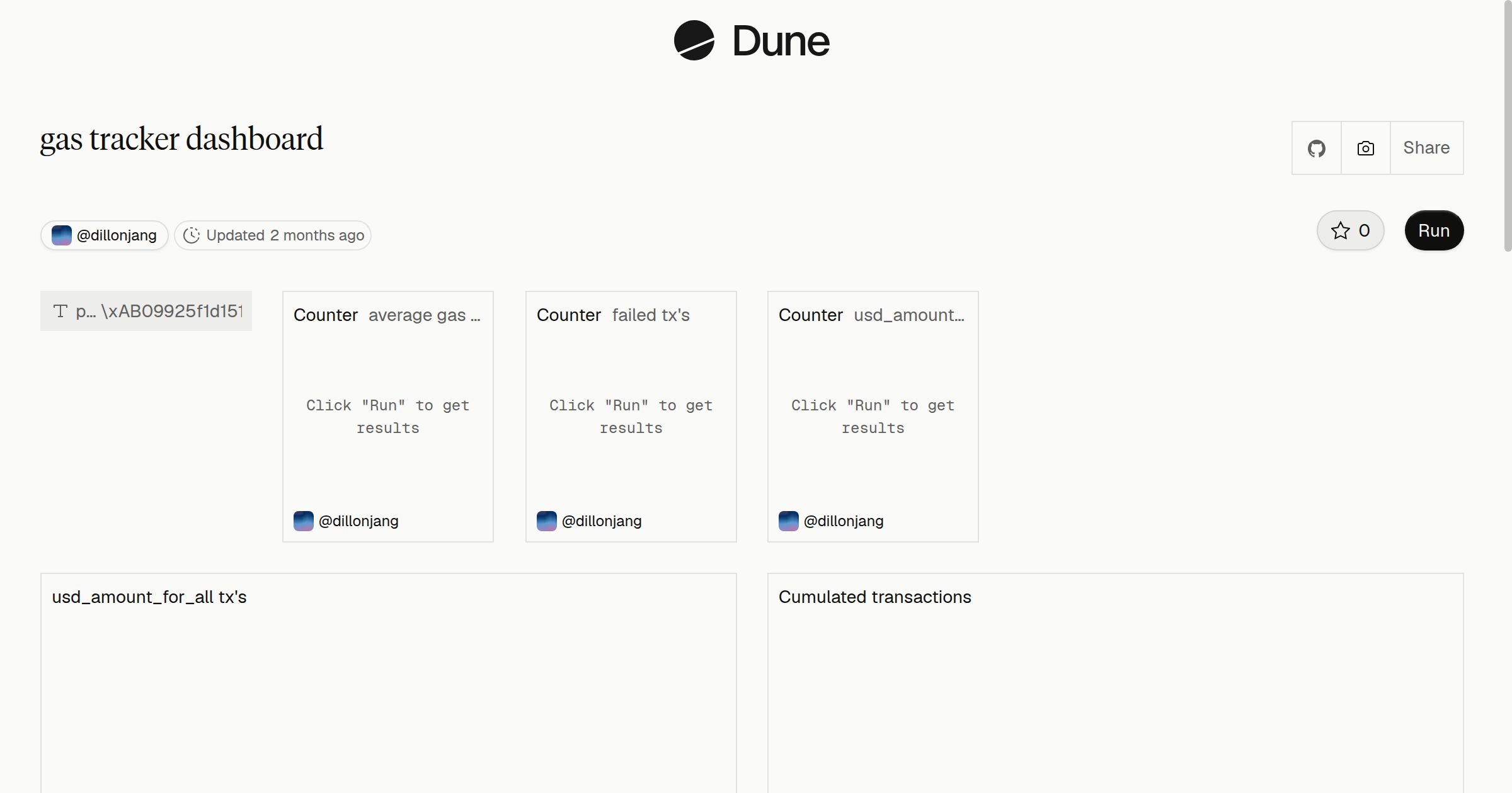 gas tracker dashboard | Dune