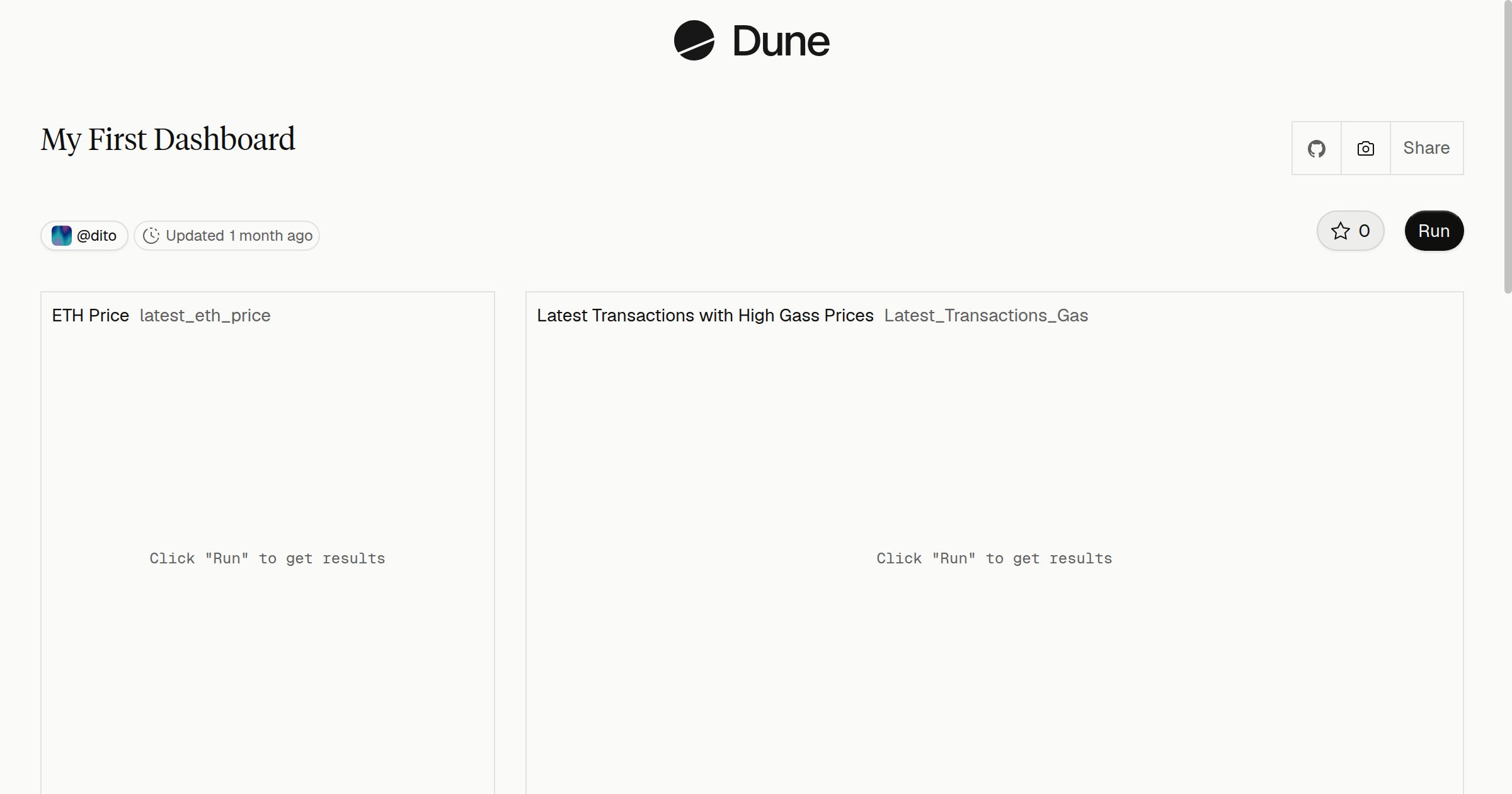 My First Dashboard | Dune