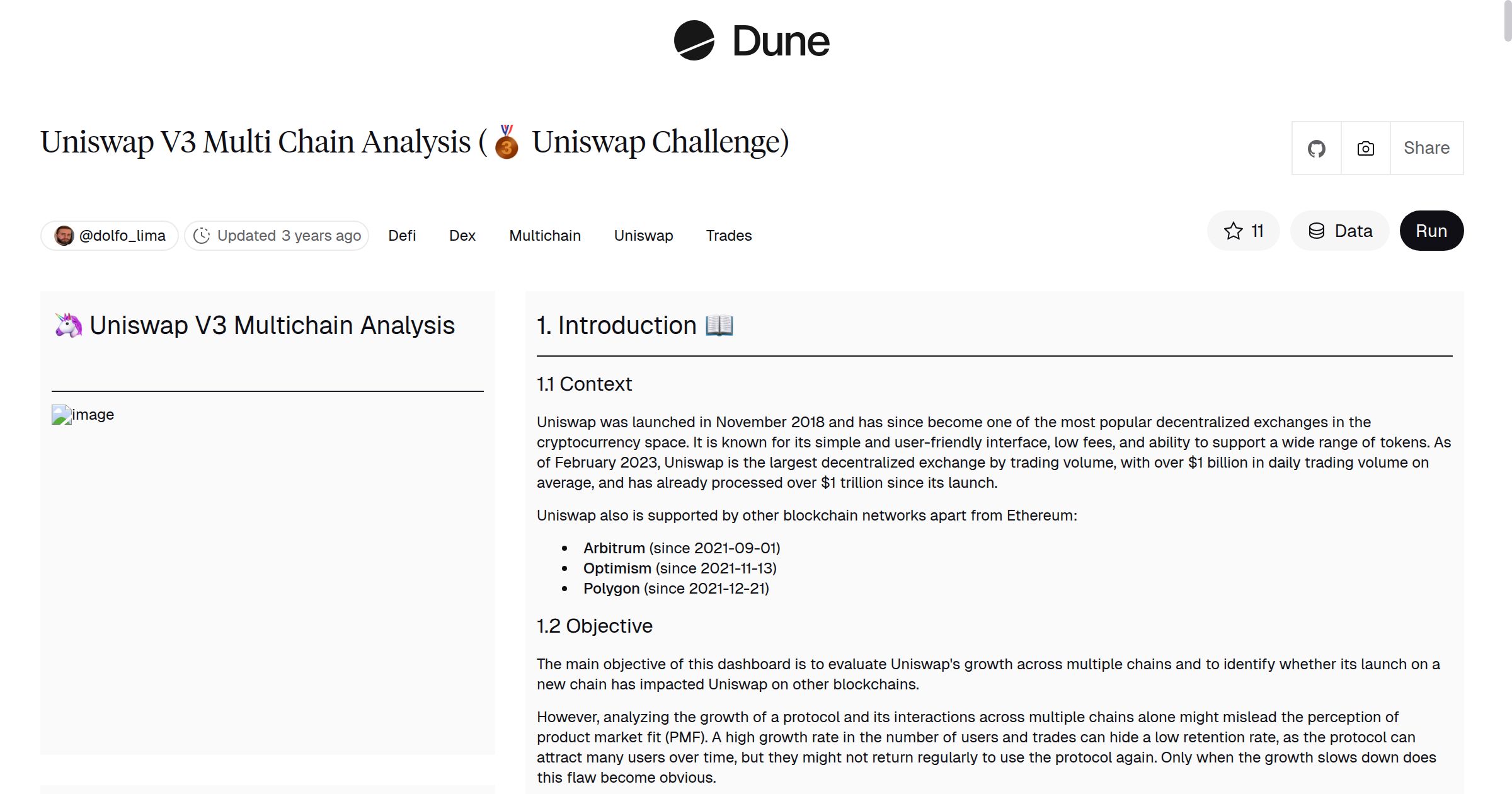 Uniswap V3 Multi Chain Analysis (🥉 Uniswap Challenge) | Dune