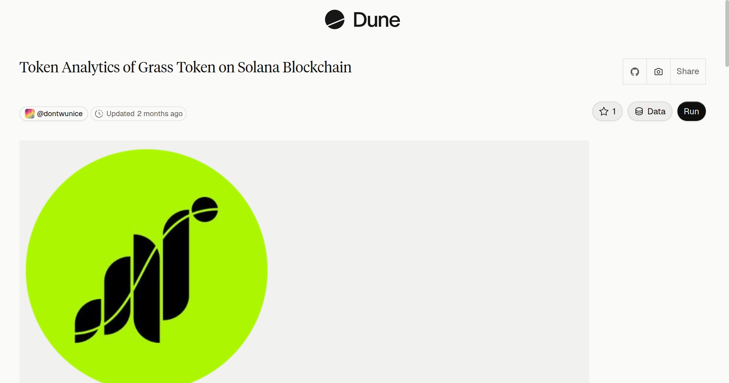 Token Analytics of Grass Token on Solana Blockchain | Dune