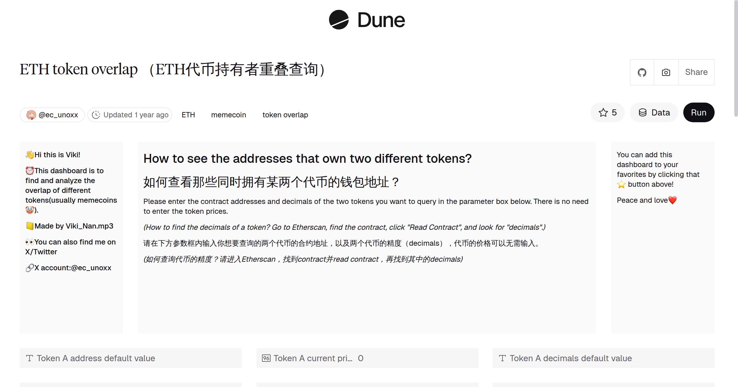 ETH token overlap （ETH代币持有者重叠查询） | Dune
