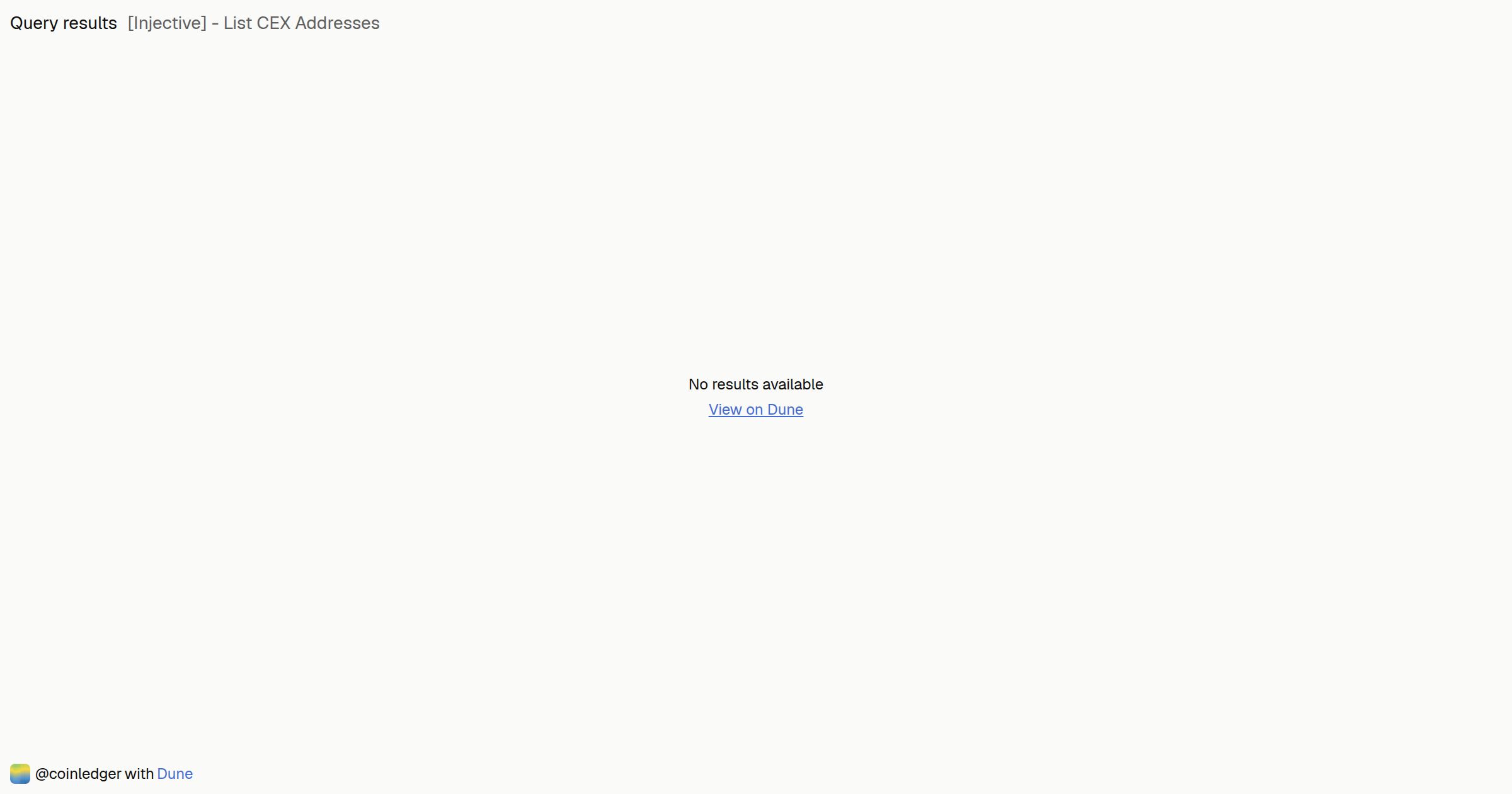 [Injective] - List CEX Addresses | Dune