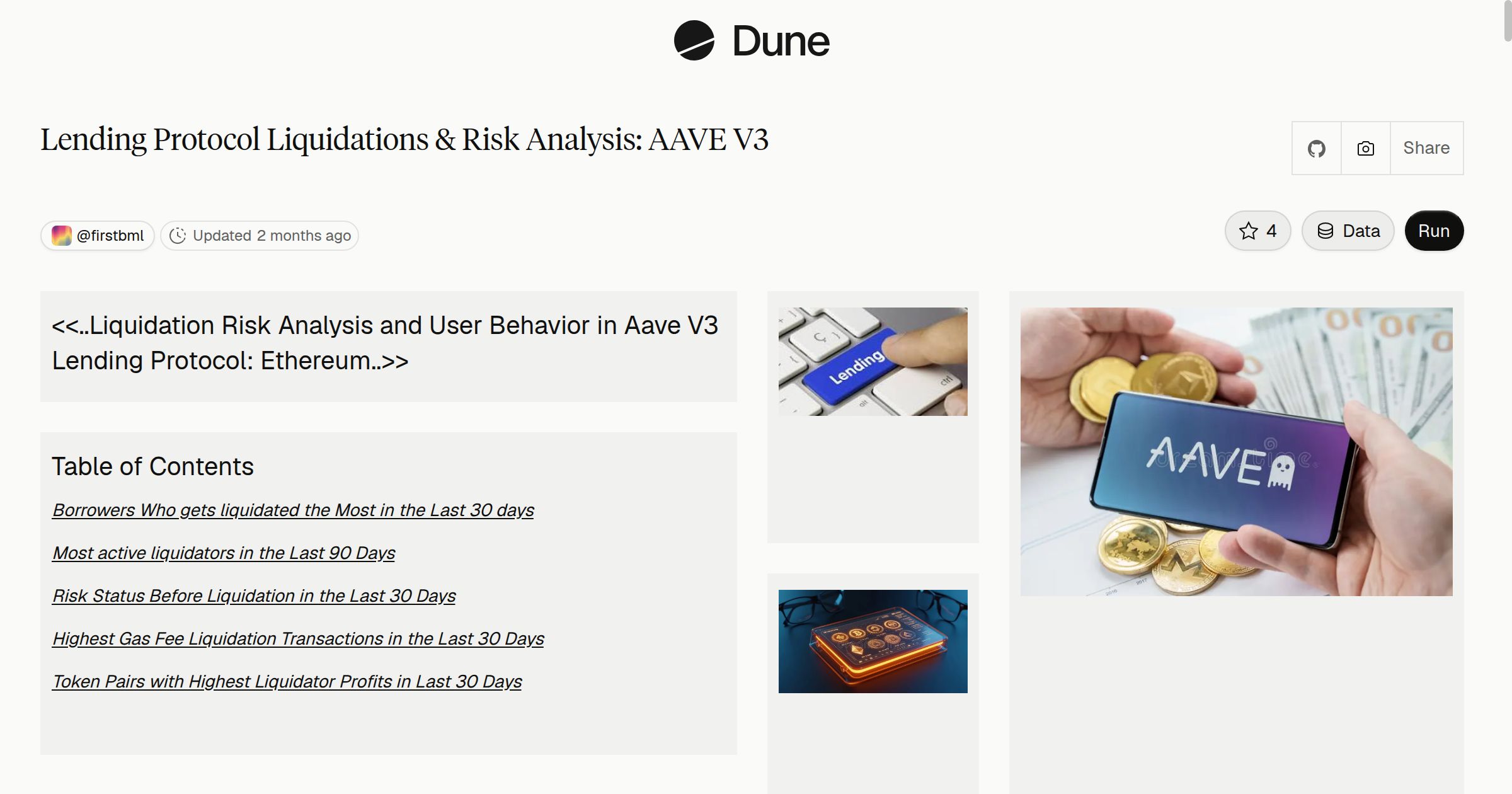 Lending Protocol Liquidations & Risk Analysis: AAVE V3 | Dune