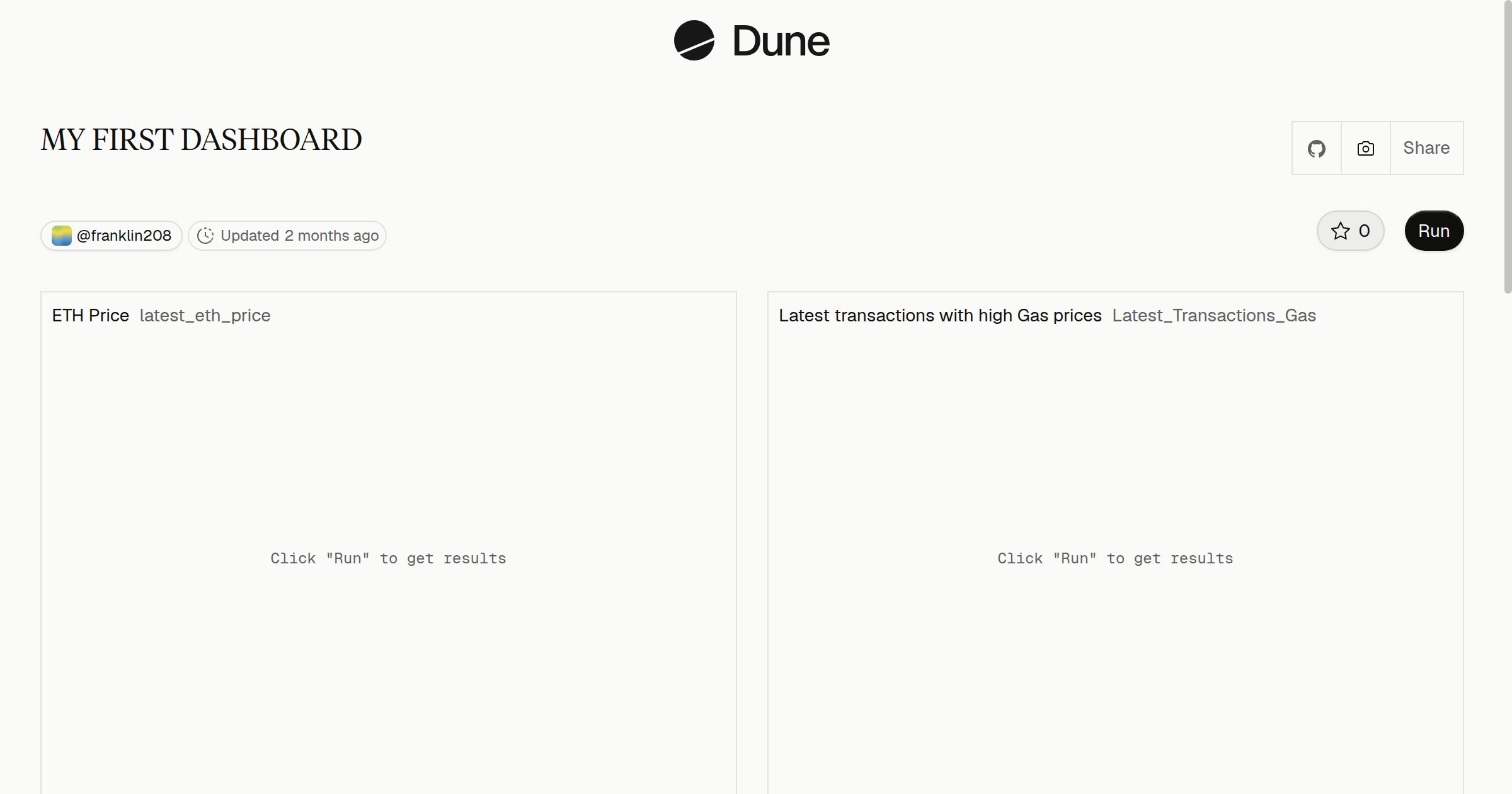 MY FIRST DASHBOARD | Dune