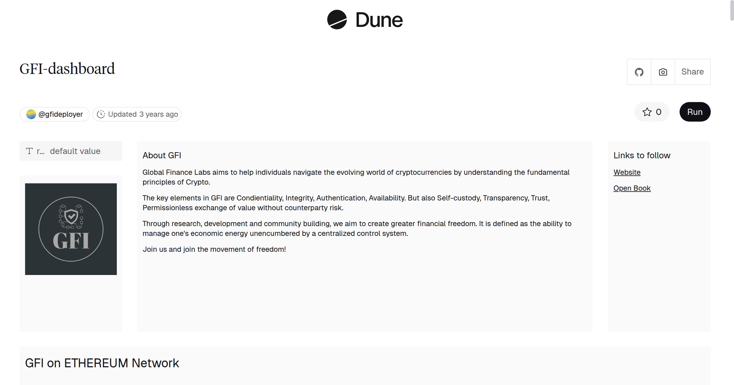 GFI-dashboard | Dune