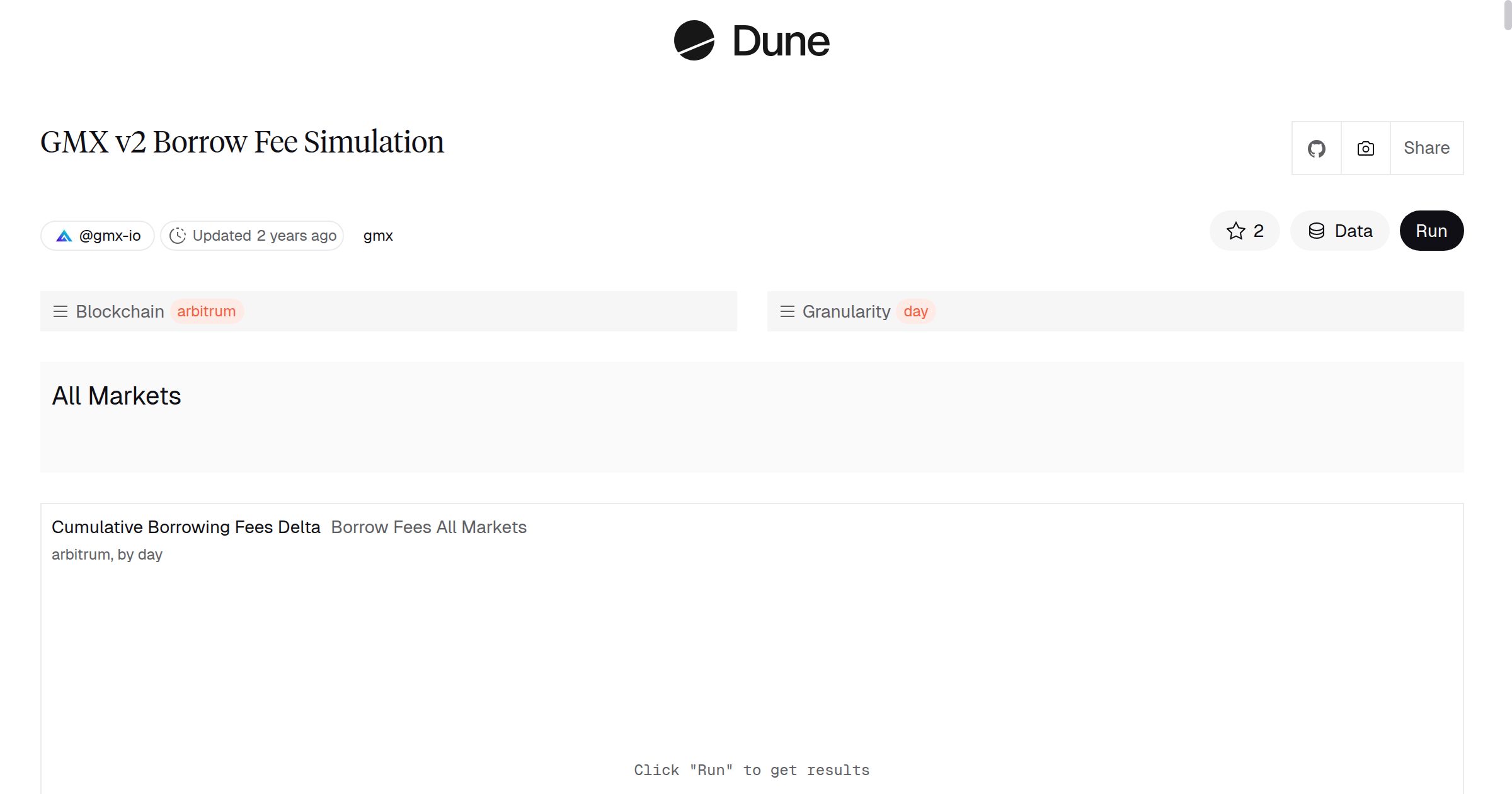 GMX v2 Borrow Fee Simulation | Dune