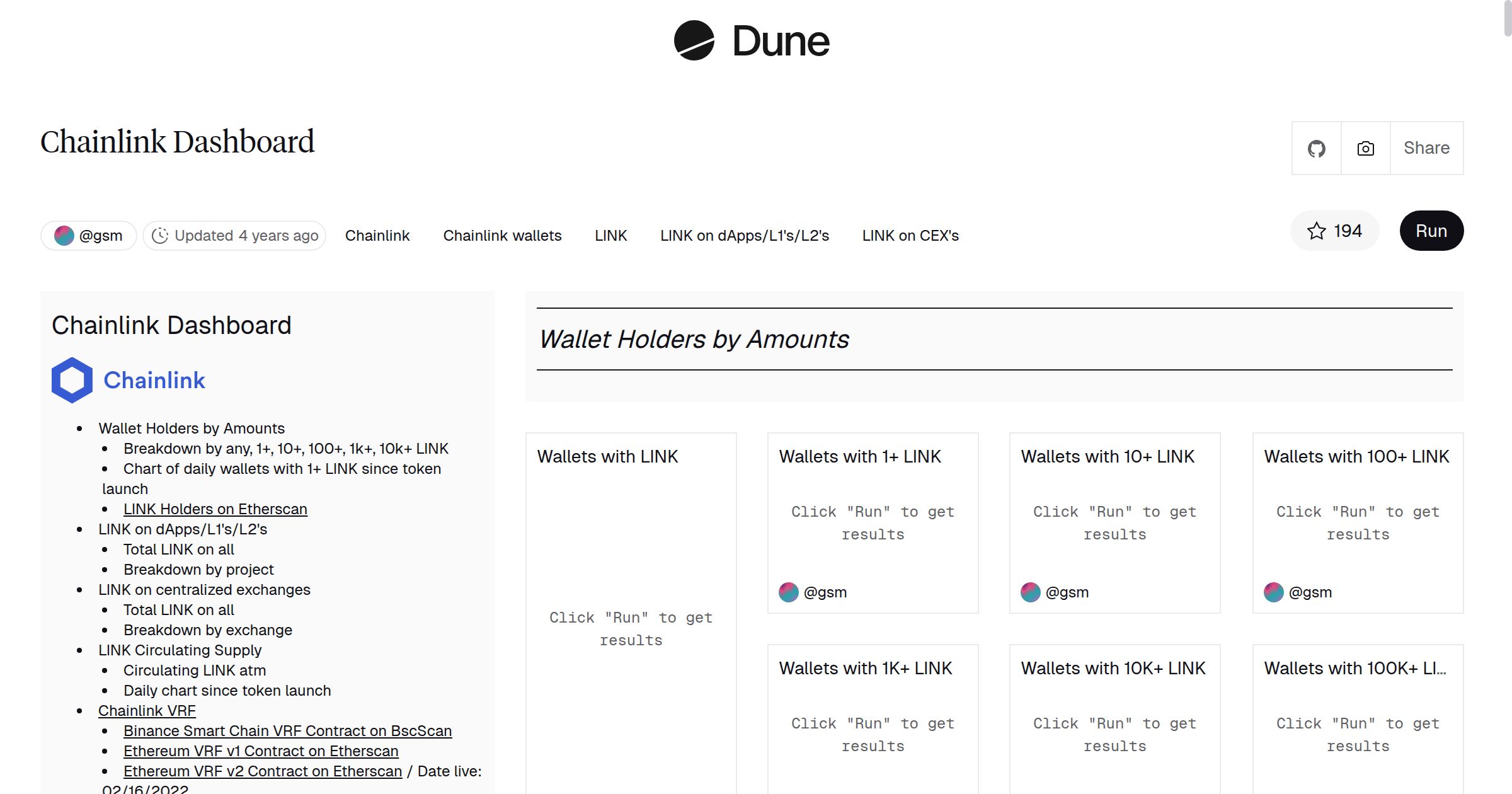 Chainlink Dashboard | Dune