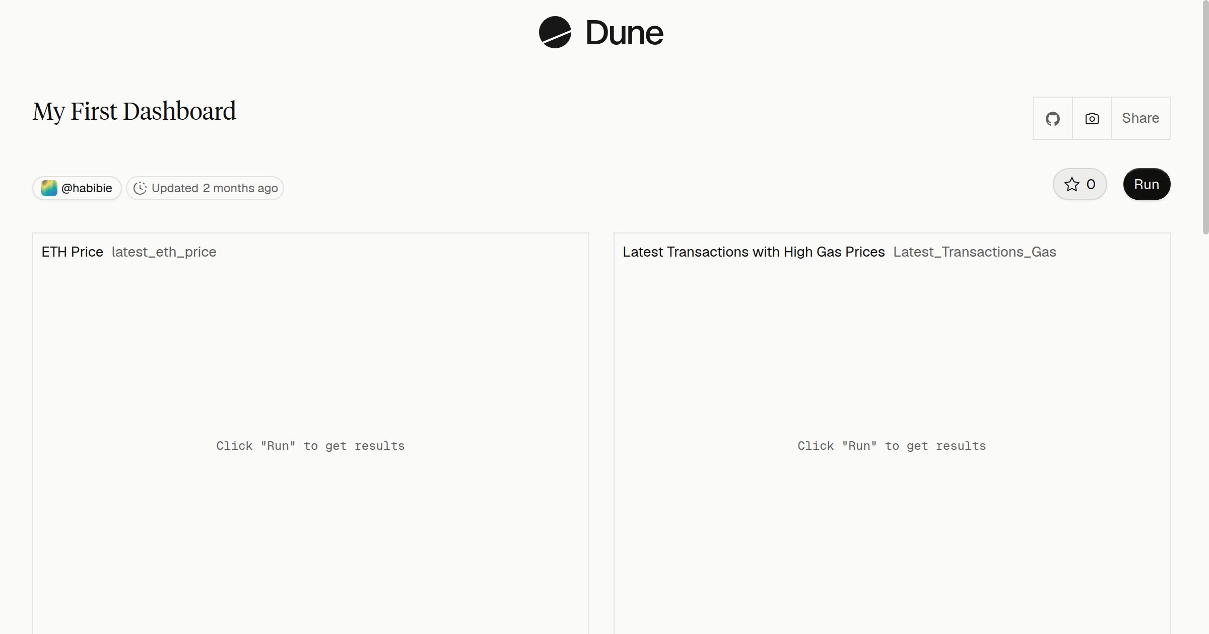 My First Dashboard | Dune