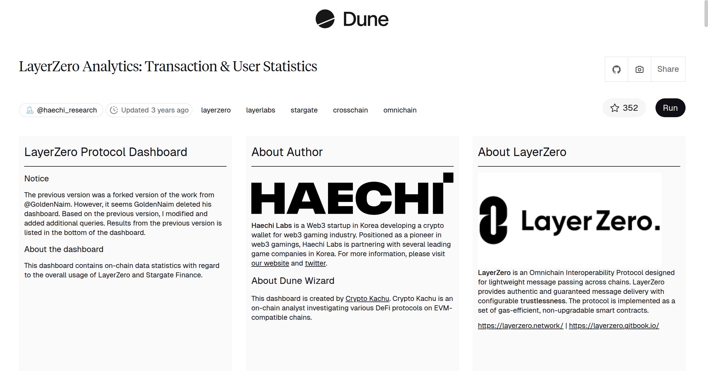 LayerZero Analytics: Transaction & User Statistics | Dune