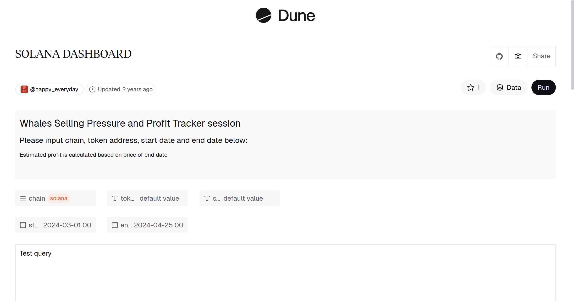 SOLANA DASHBOARD | Dune