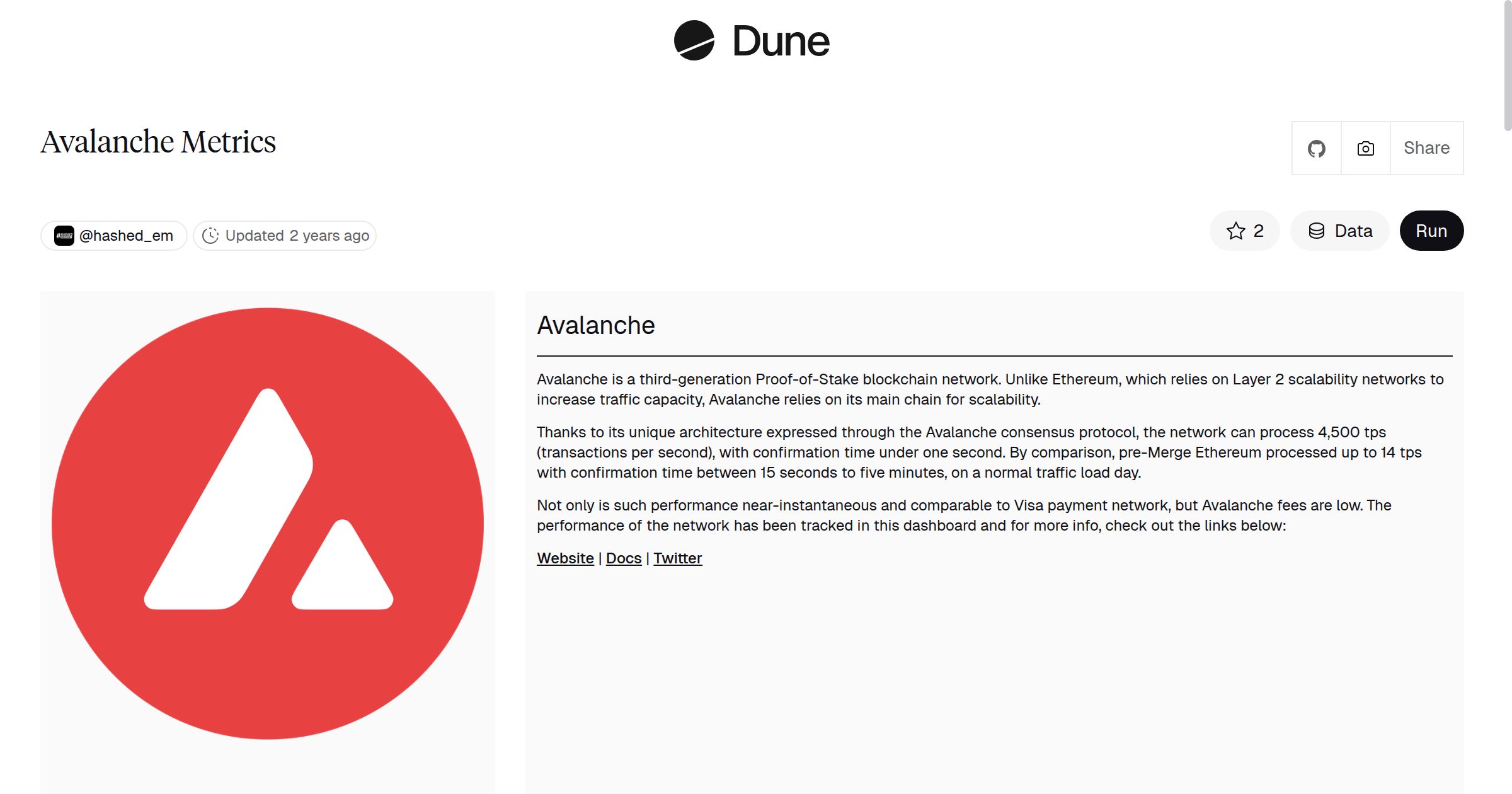 Avalanche Metrics | Dune