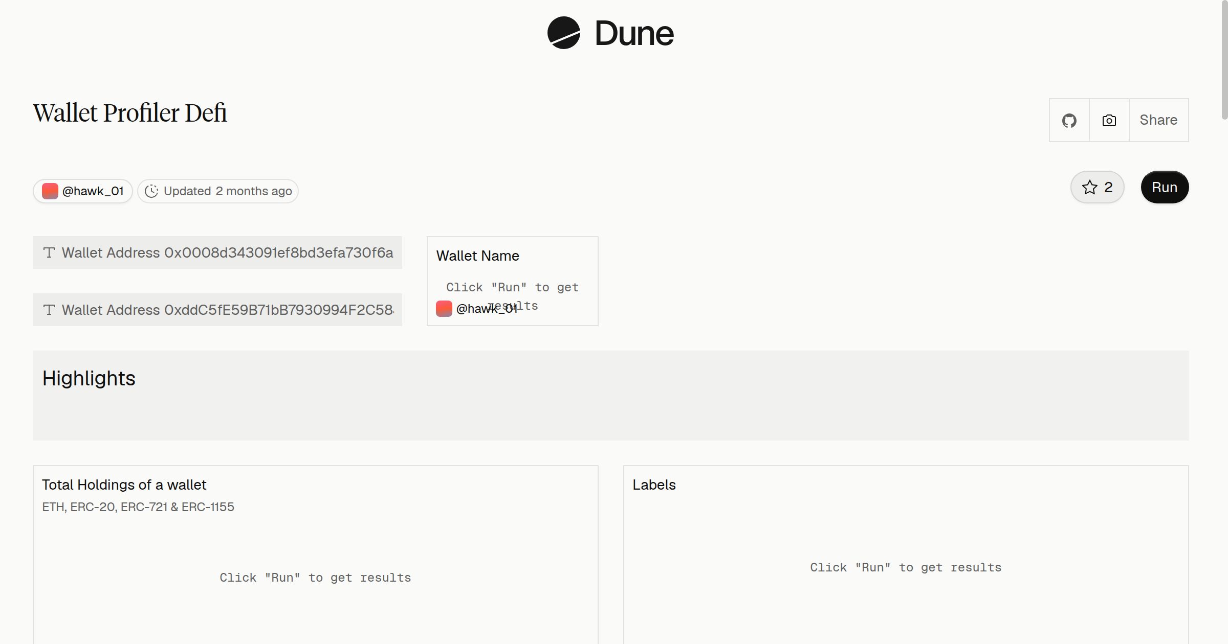 Wallet Profiler Defi | Dune