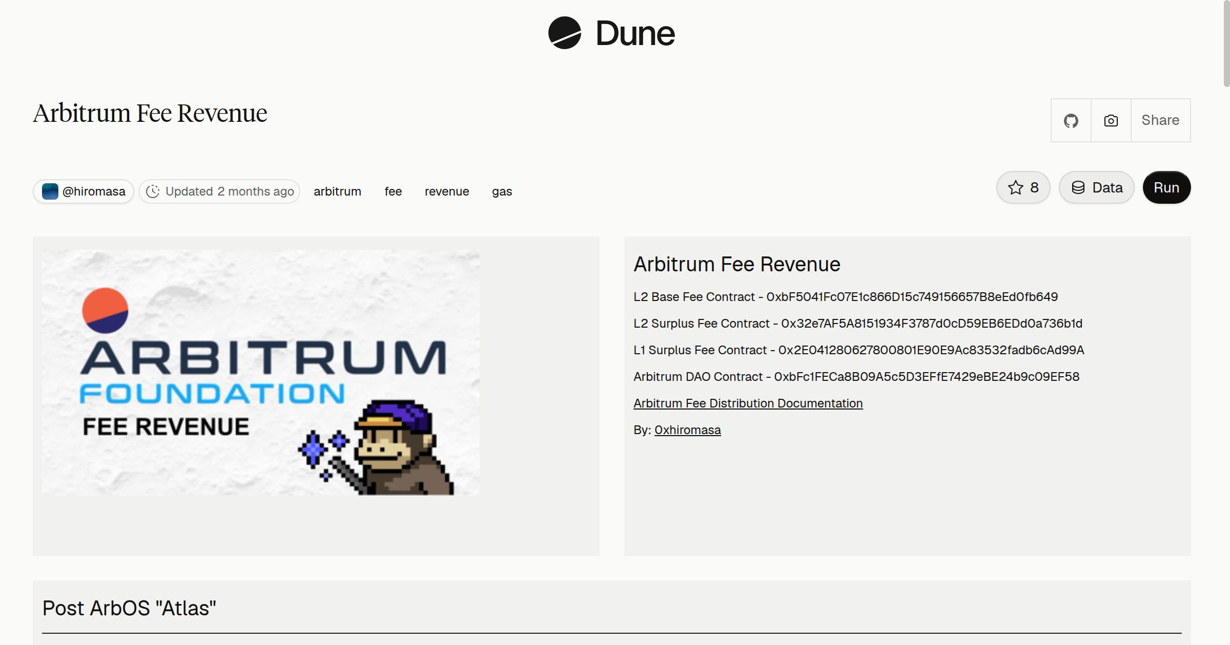 Arbitrum Fee Revenue | Dune