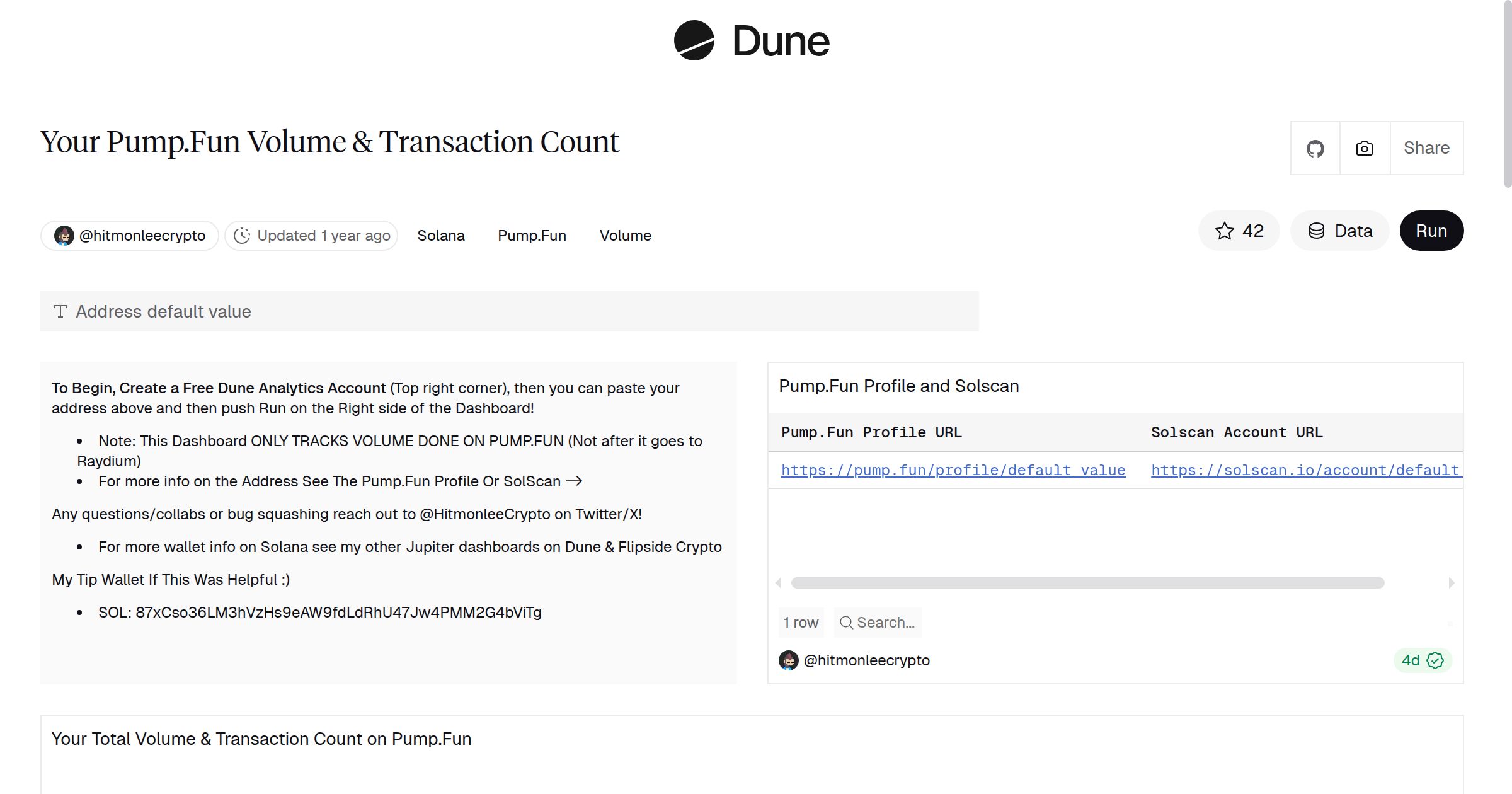Your Pump.Fun Volume & Transaction Count | Dune