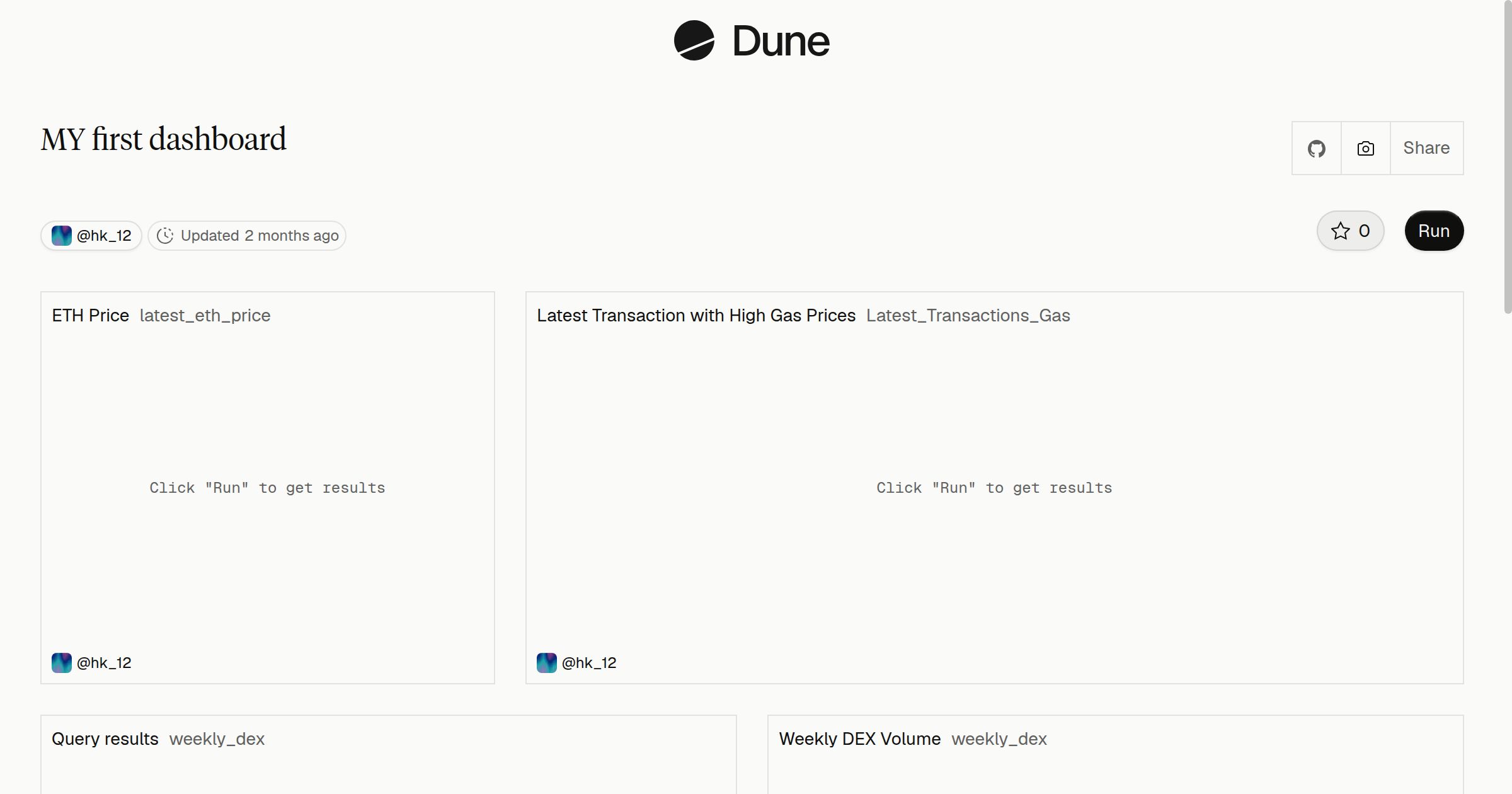 MY first dashboard | Dune
