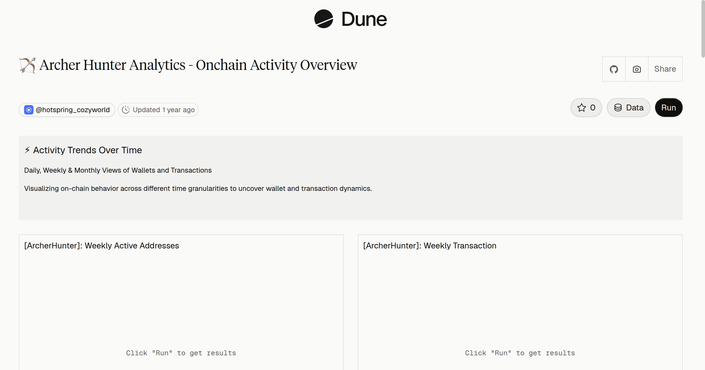 🏹 Archer Hunter Analytics - Onchain Activity Overview | Dune
